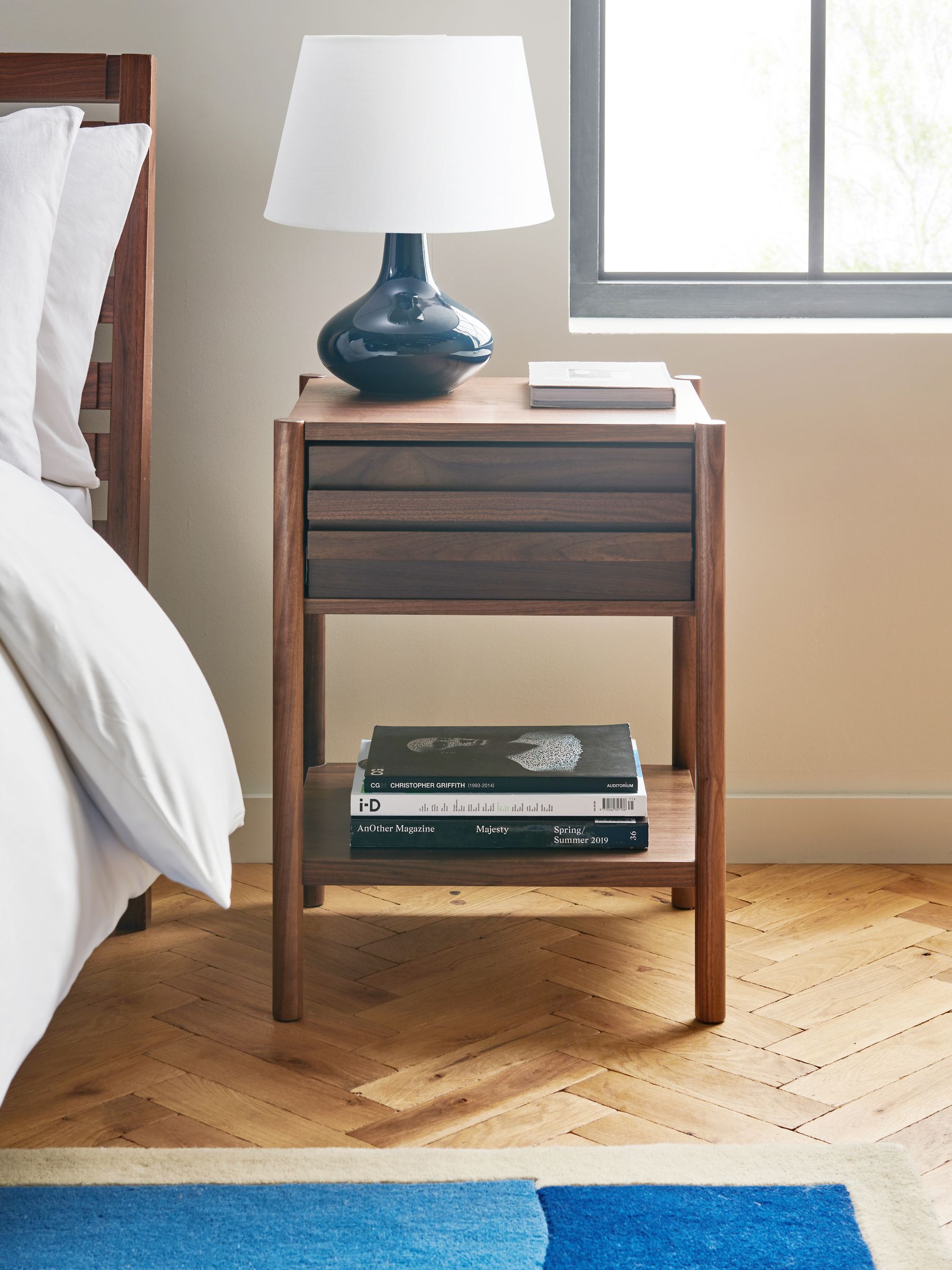 Jasper Conran London Brown 1 Drawer Belgrave Walnut 2 Drawer Bedside - Image 2 of 9