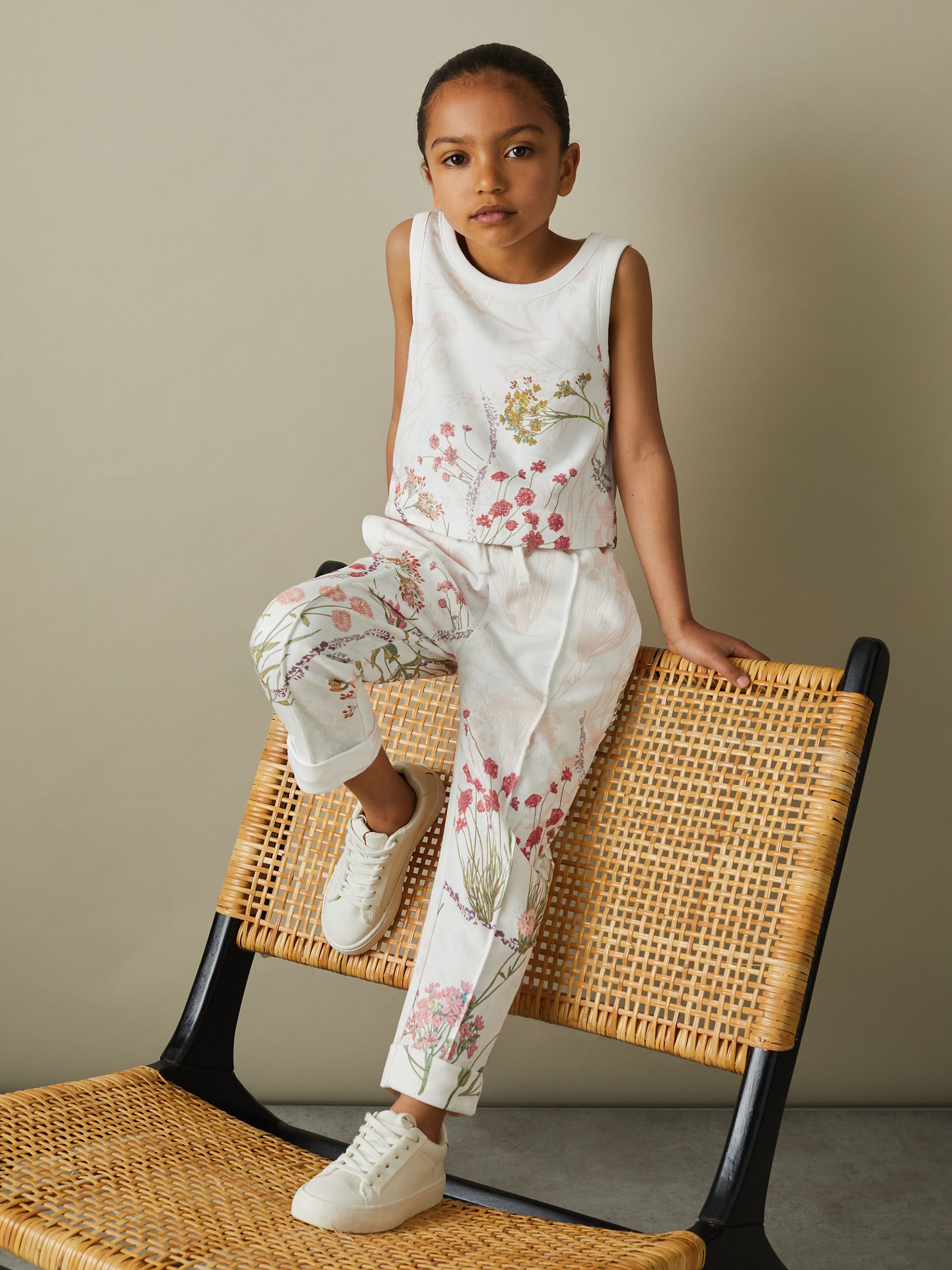 4-9 yrs Cotton Vest and Joggers Set in Pale Pink - Image 3 of 4