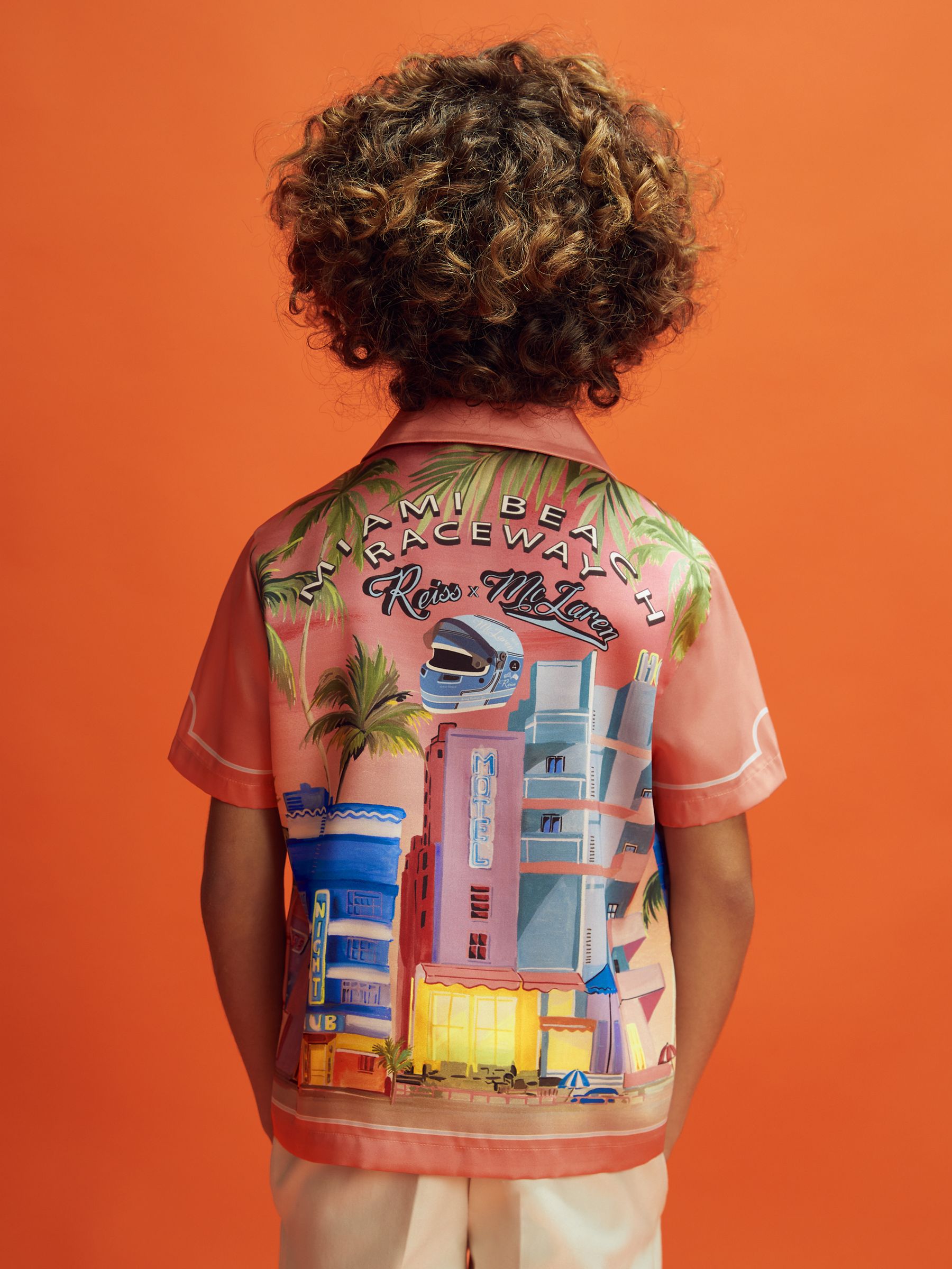 13-14 yrs McLaren F1 Miami Cuban Collar Shirt in Pink Multi - Image 9 of 9