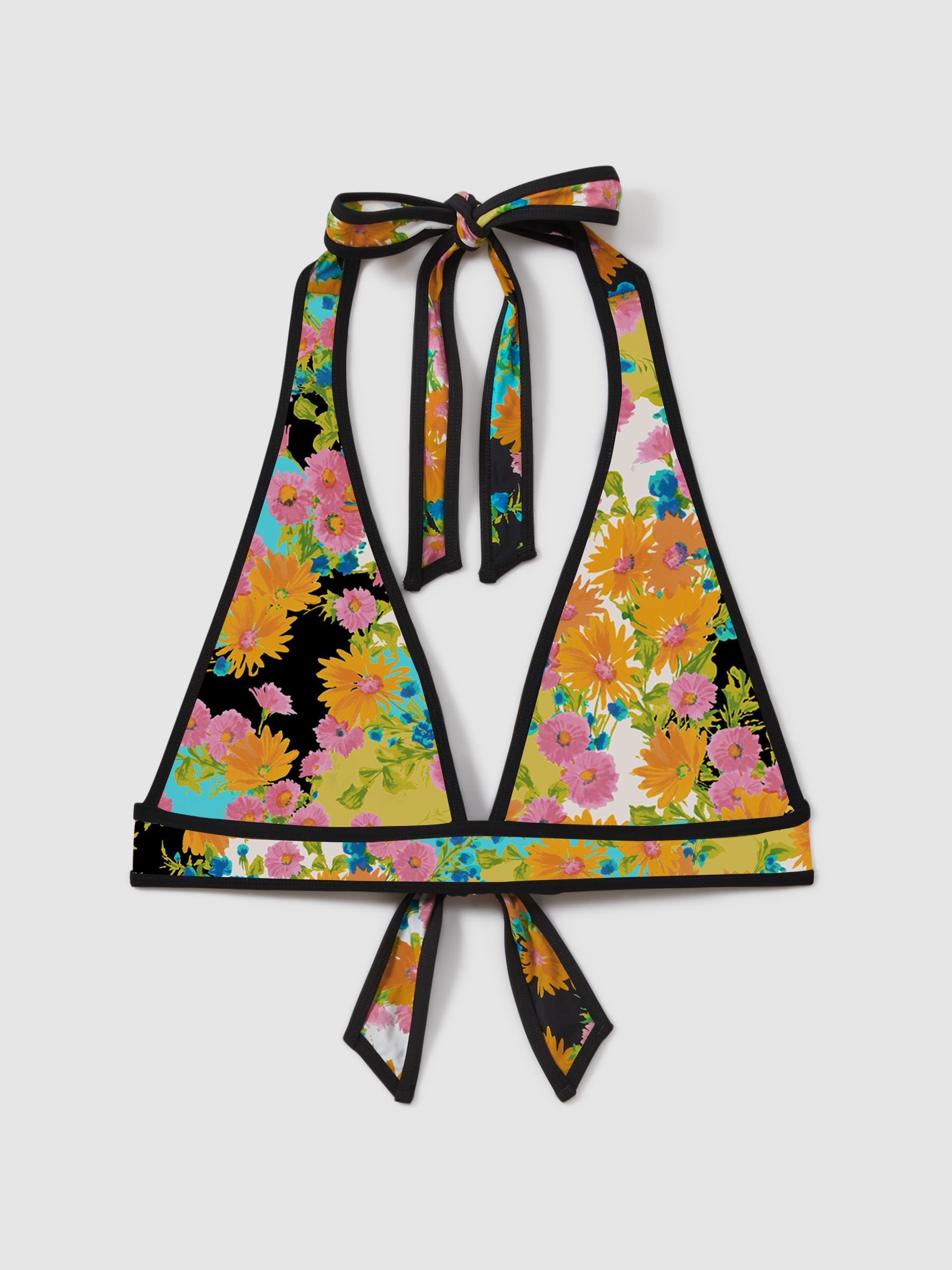 Florere Printed Plunge Neck Bikini Top in Multi - Image 2 of 5