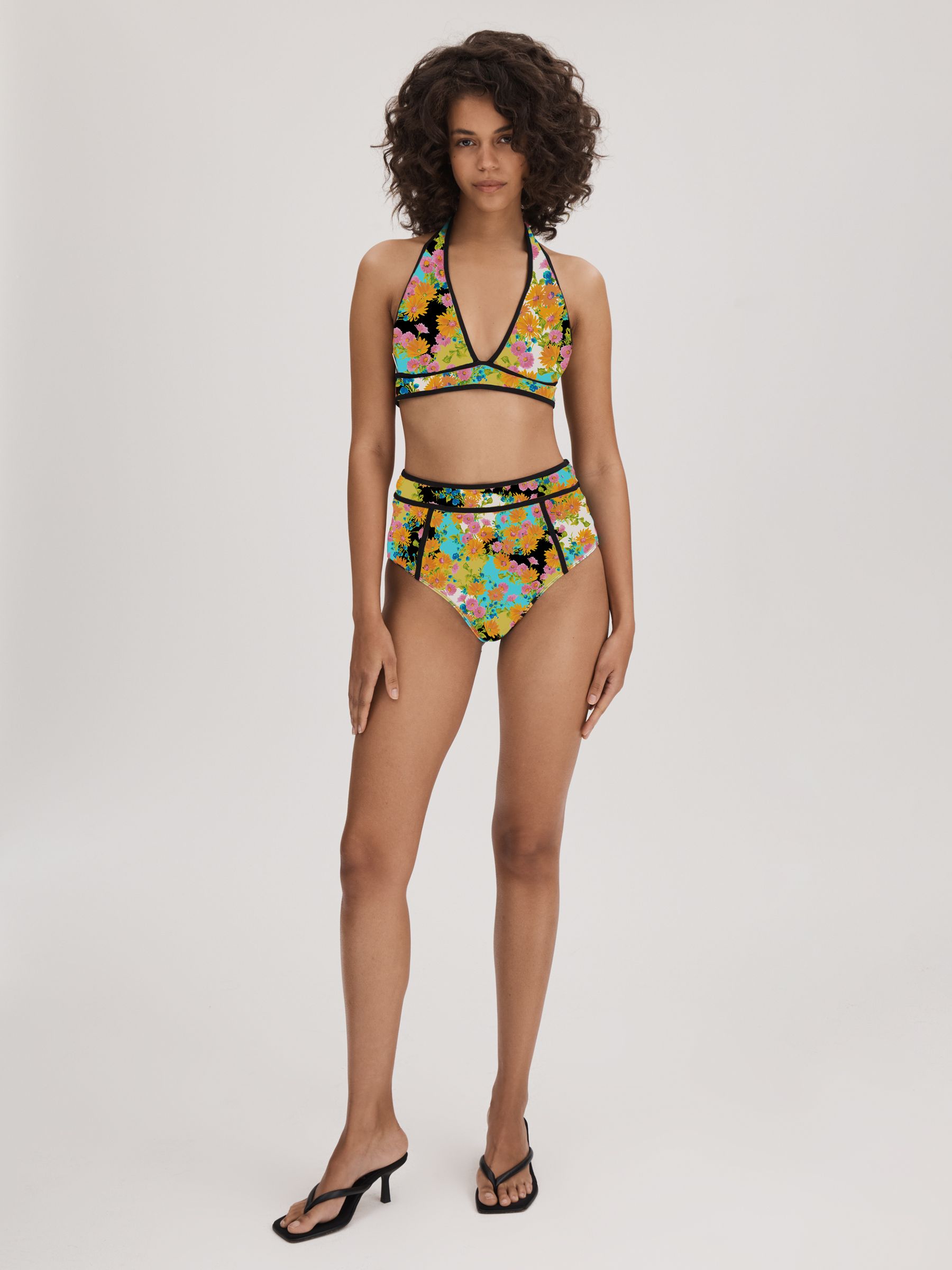 Florere Printed Plunge Neck Bikini Top in Multi - Image 3 of 5