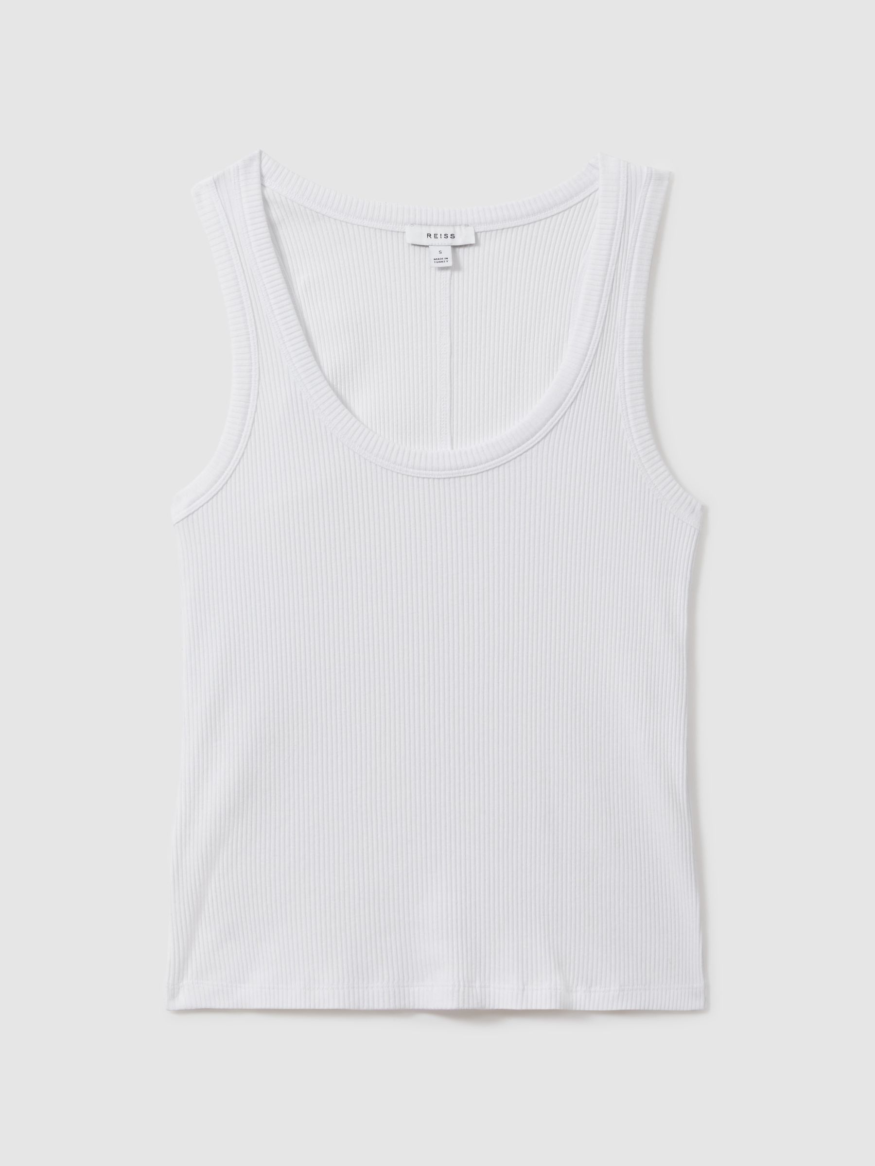 Ribbed Cotton Blend Vest in White - Image 2 of 5