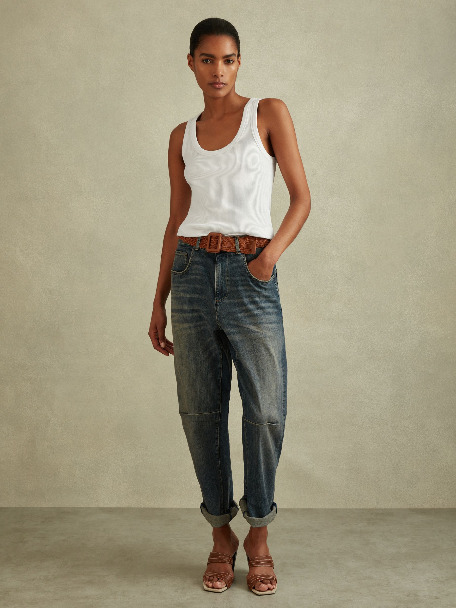 Ribbed Cotton Blend Vest in White - Image 3 of 5