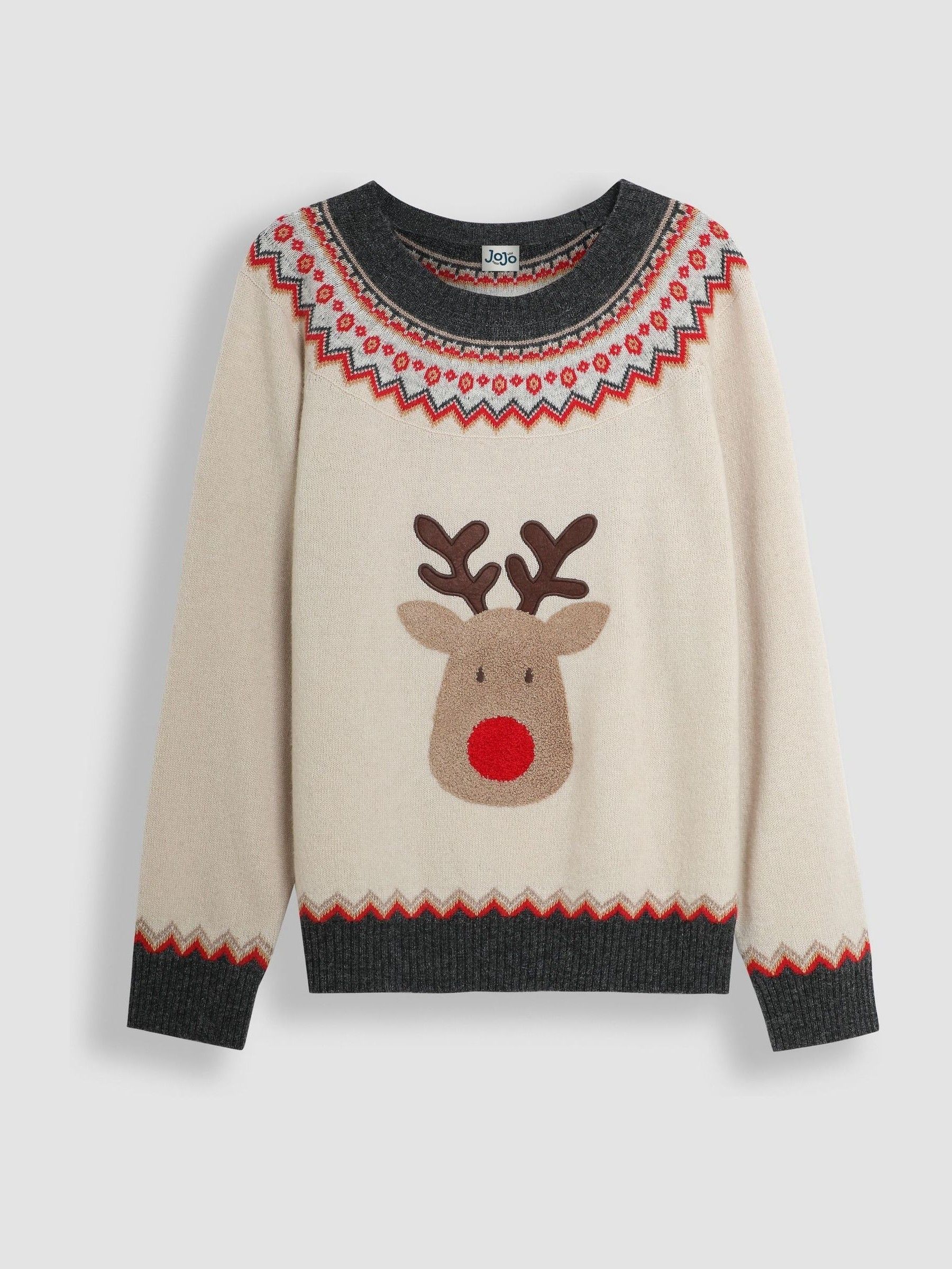 Natural Mens Reindeer Jumper JoJo Maman Bébé