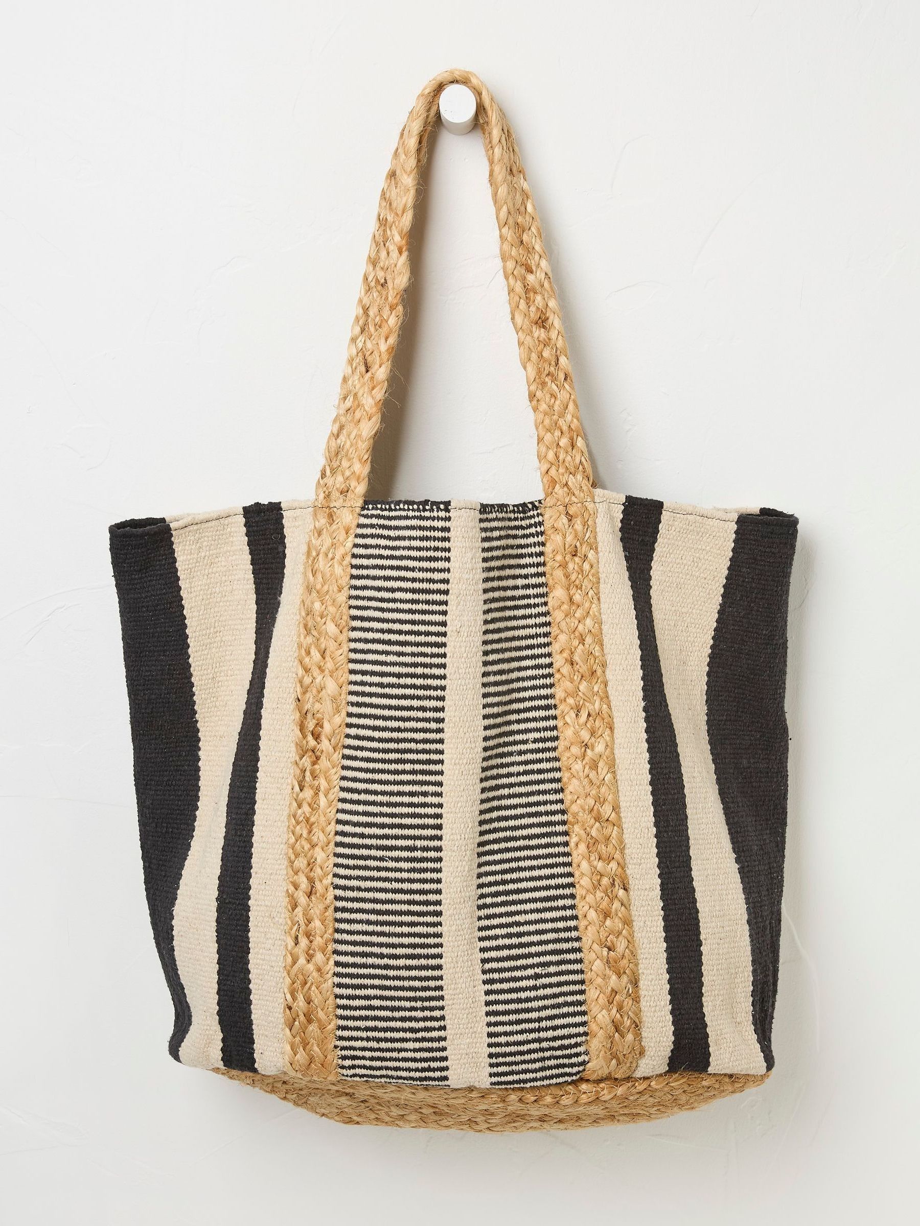Naomi Natural Stripe Woven Beach Bag - Image 1 of 3