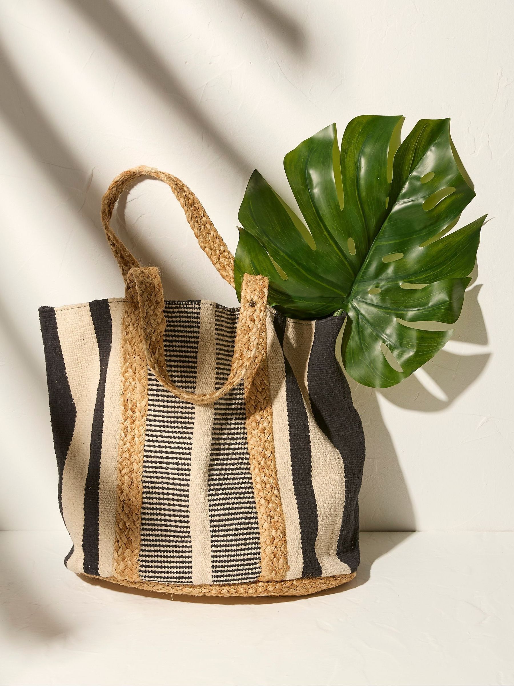 Naomi Natural Stripe Woven Beach Bag - Image 2 of 3