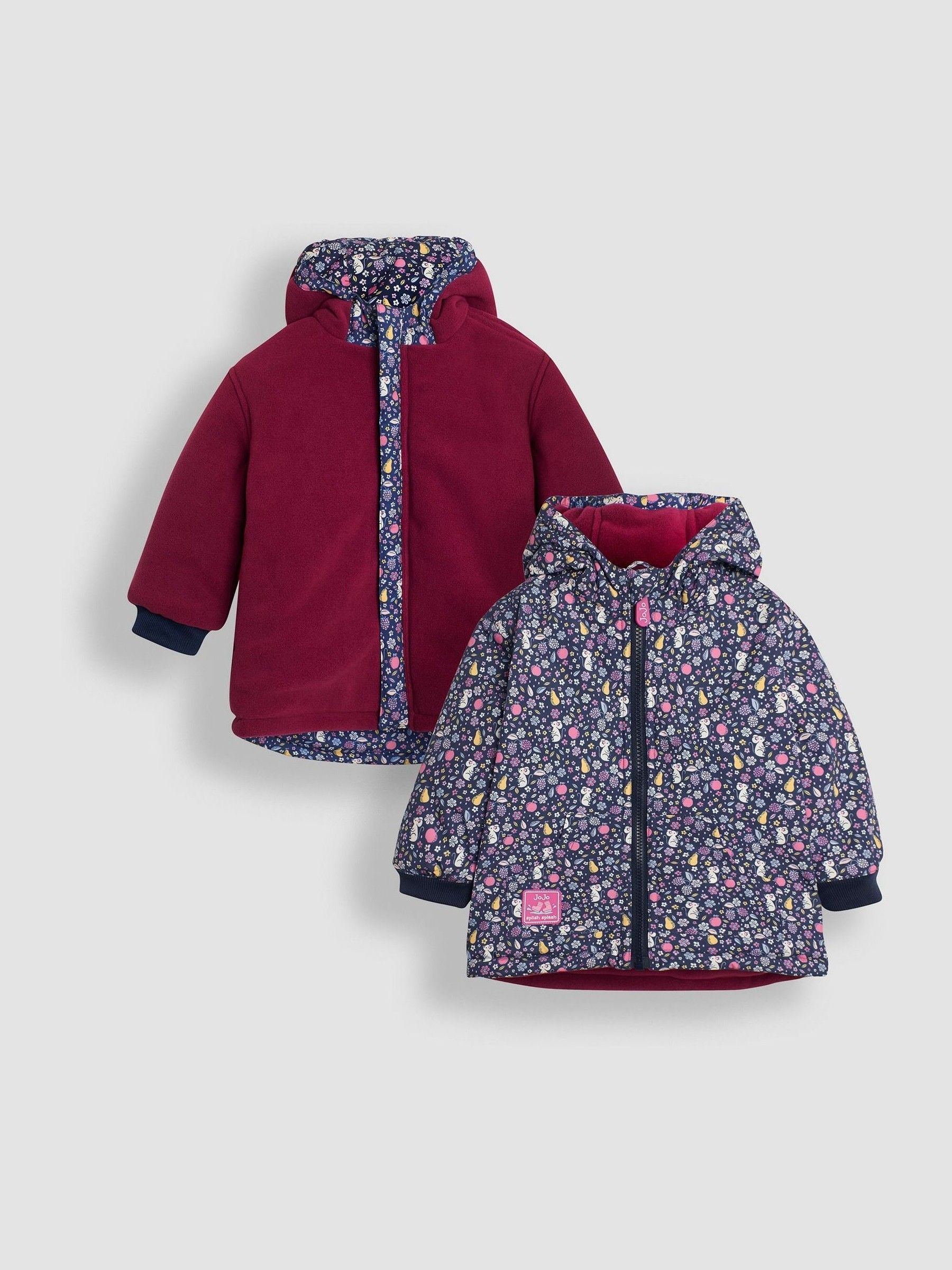 Navy Blue Mouse Fleece Lined Jacket JoJo Maman Bébé