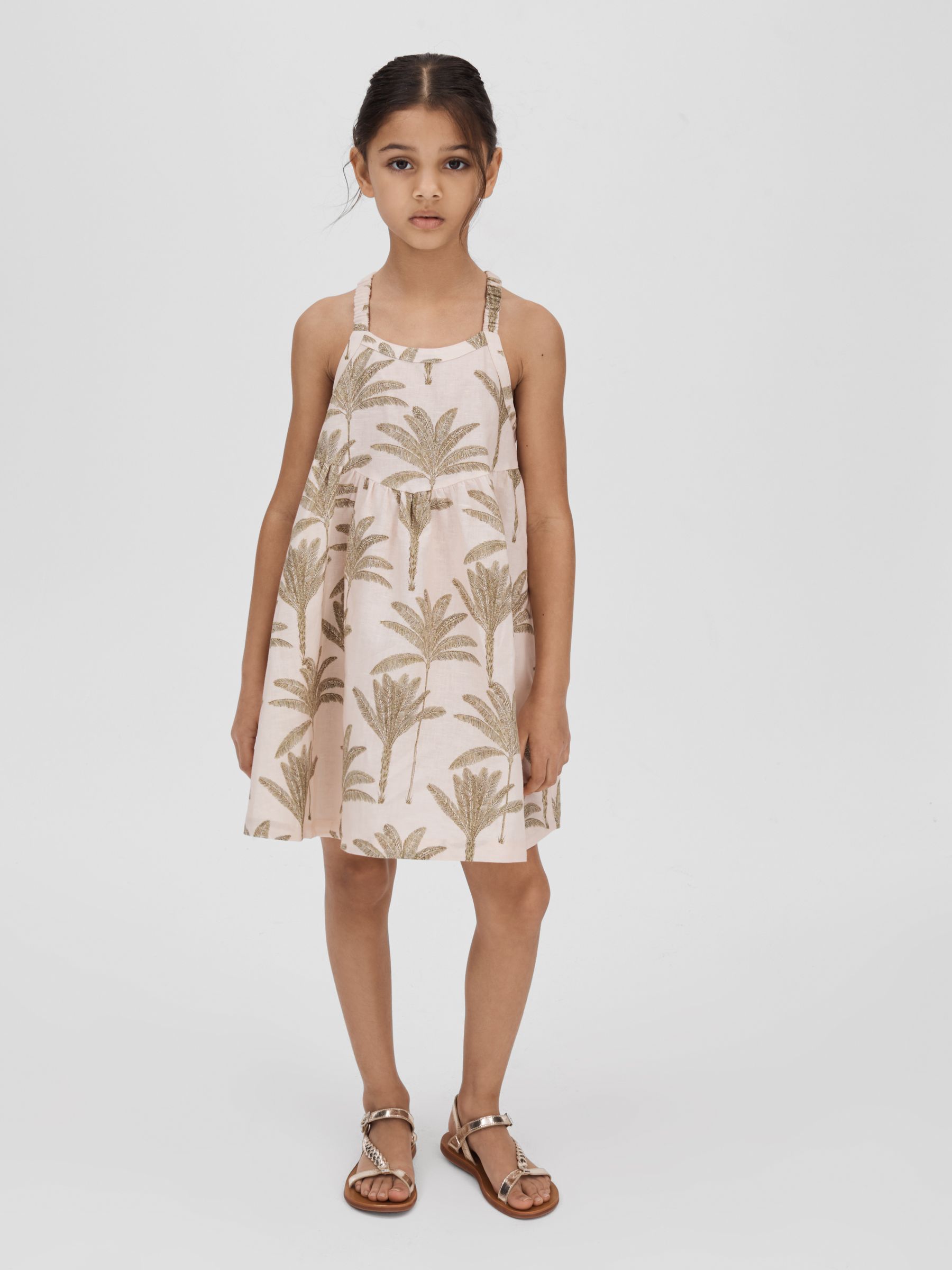 4-9 yrs Linen-Cotton Tropical Dress in Neutral - Image 1 of 4