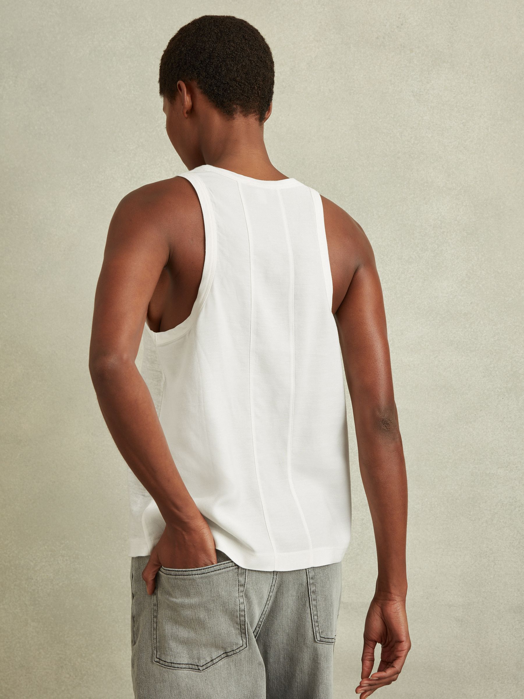 Scoop Neck Vest in White - Image 5 of 6