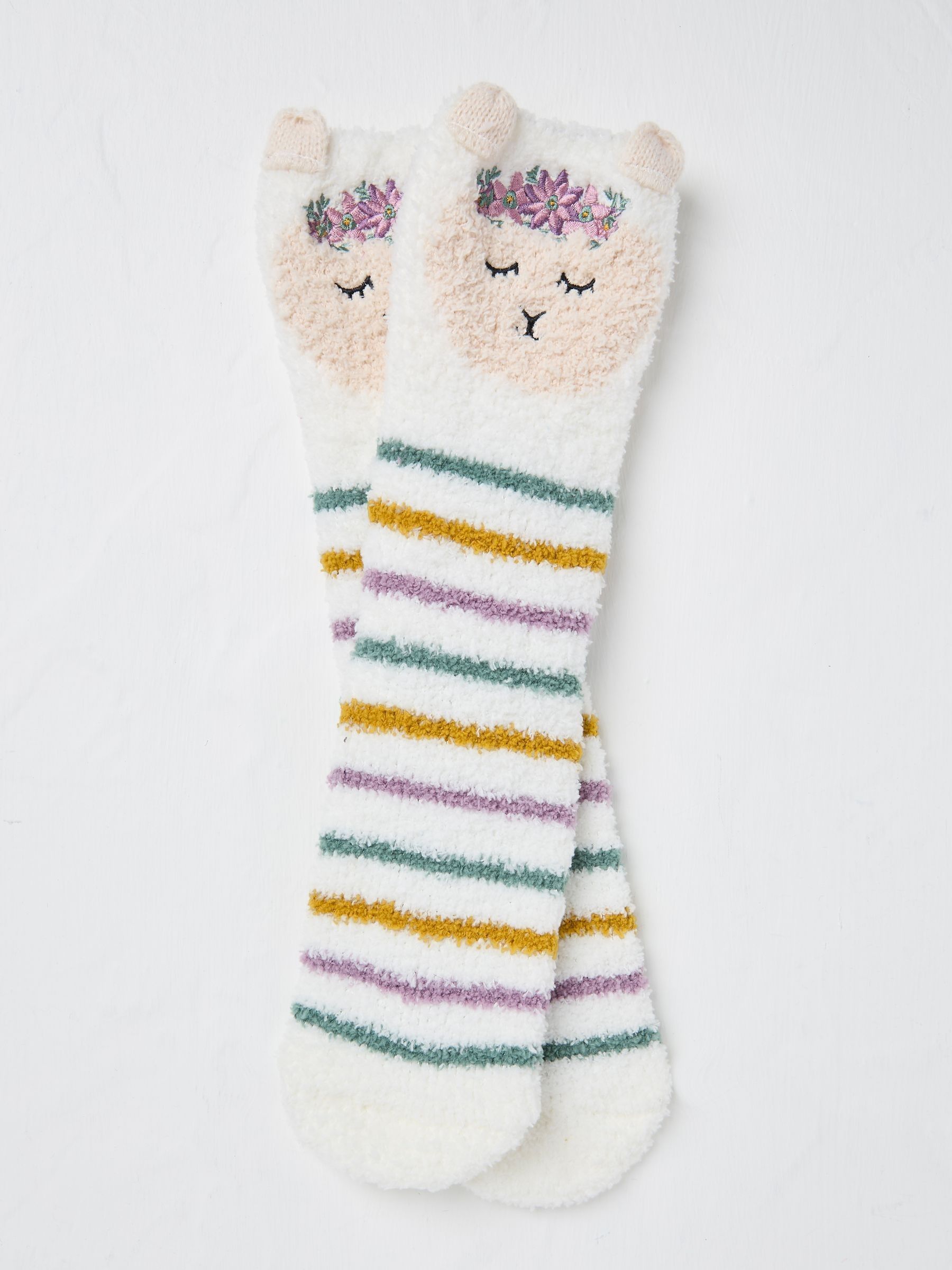 Cream Llama Fluffy Socks - Image 1 of 2