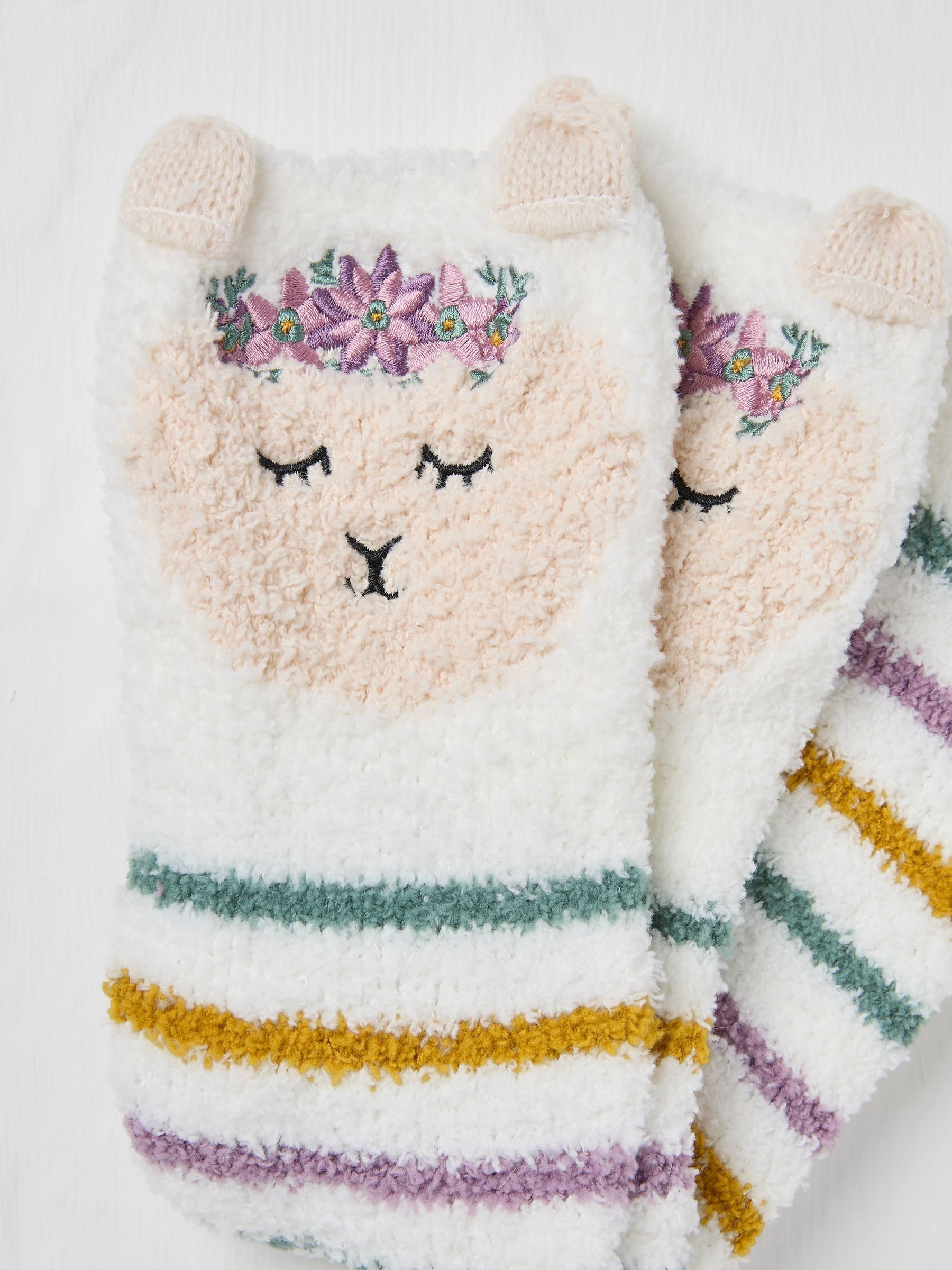 Cream Llama Fluffy Socks - Image 2 of 2