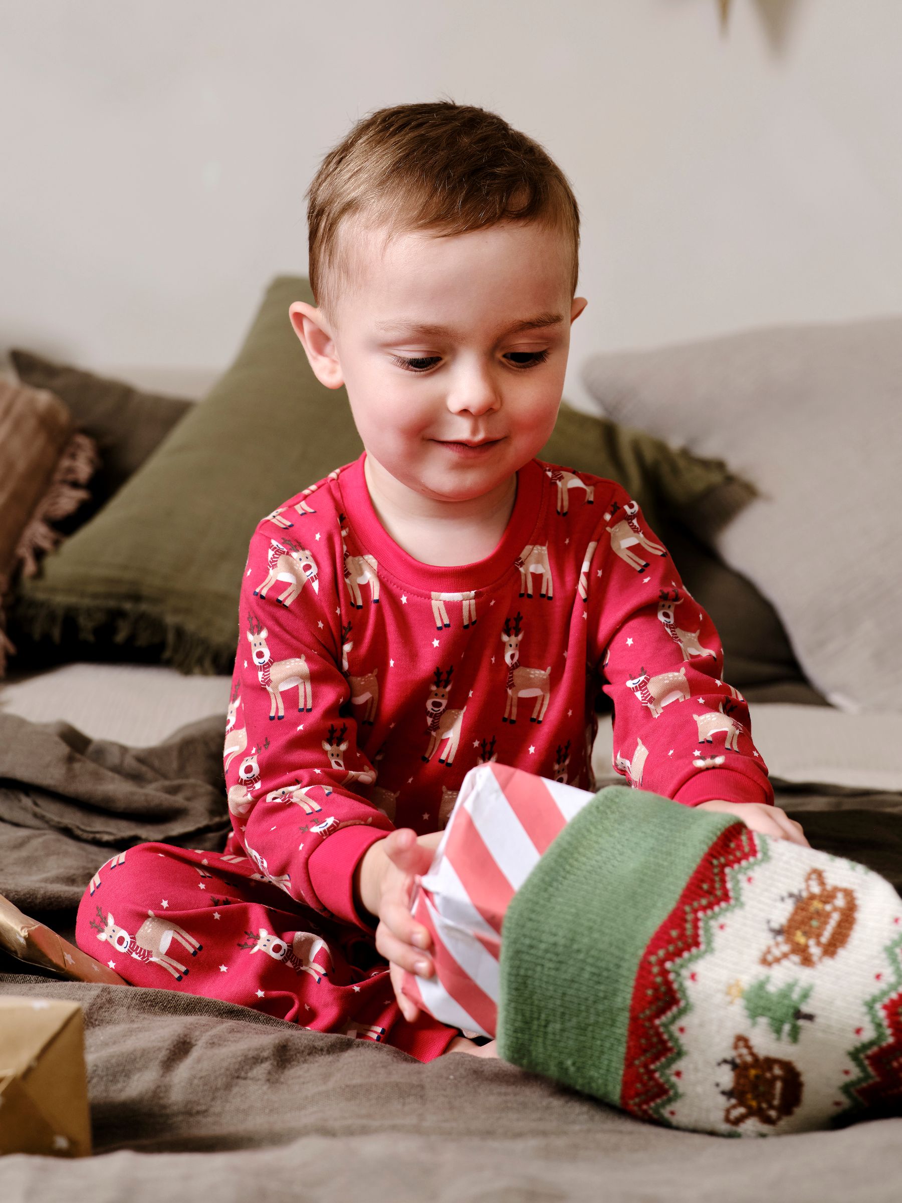 Red Christmas Jersey Pyjamas - Image 1 of 9
