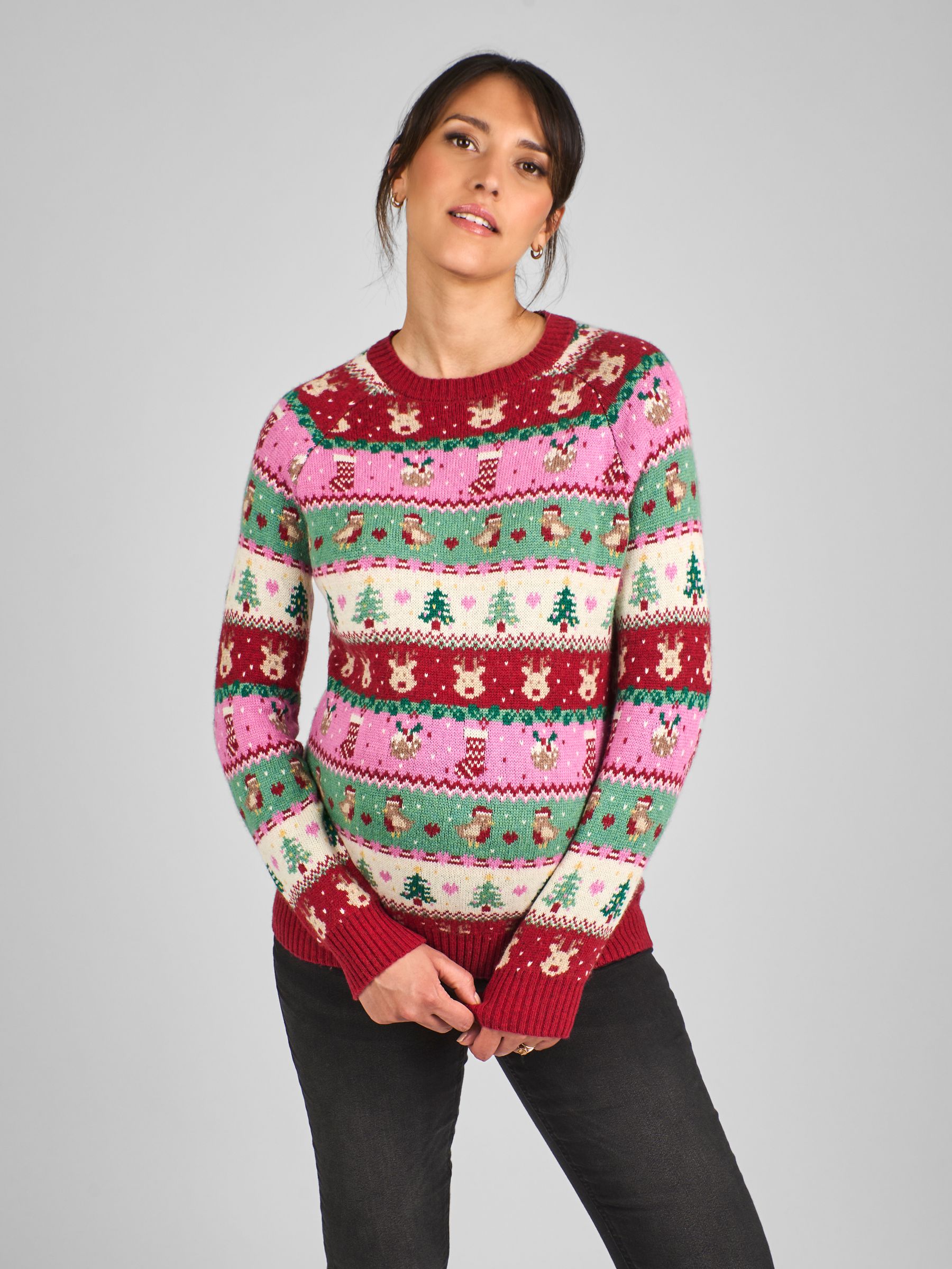 Pink Festive Friends Fair Isle Pattern Jumper - Image 1 of 5