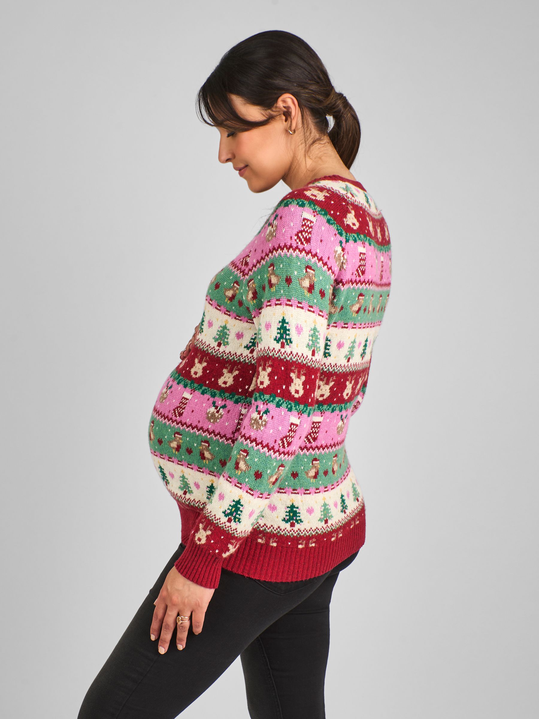 Pink Festive Friends Fair Isle Pattern Jumper - Image 3 of 5