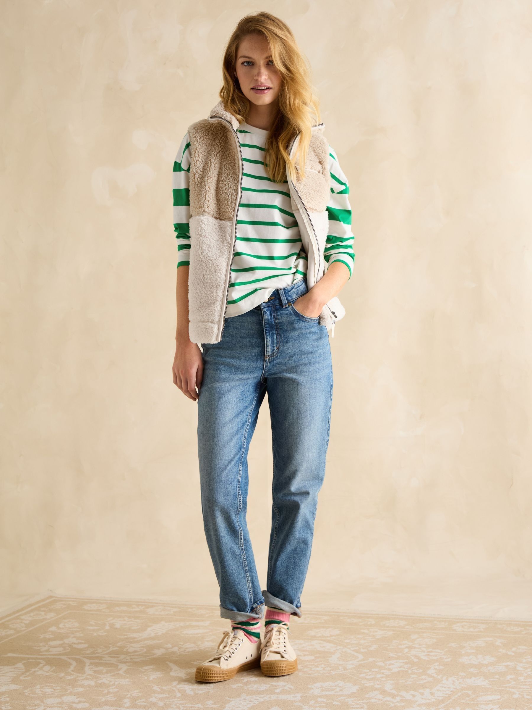 Ellie Green/White Long Sleeve Jersey Top - Image 7 of 8