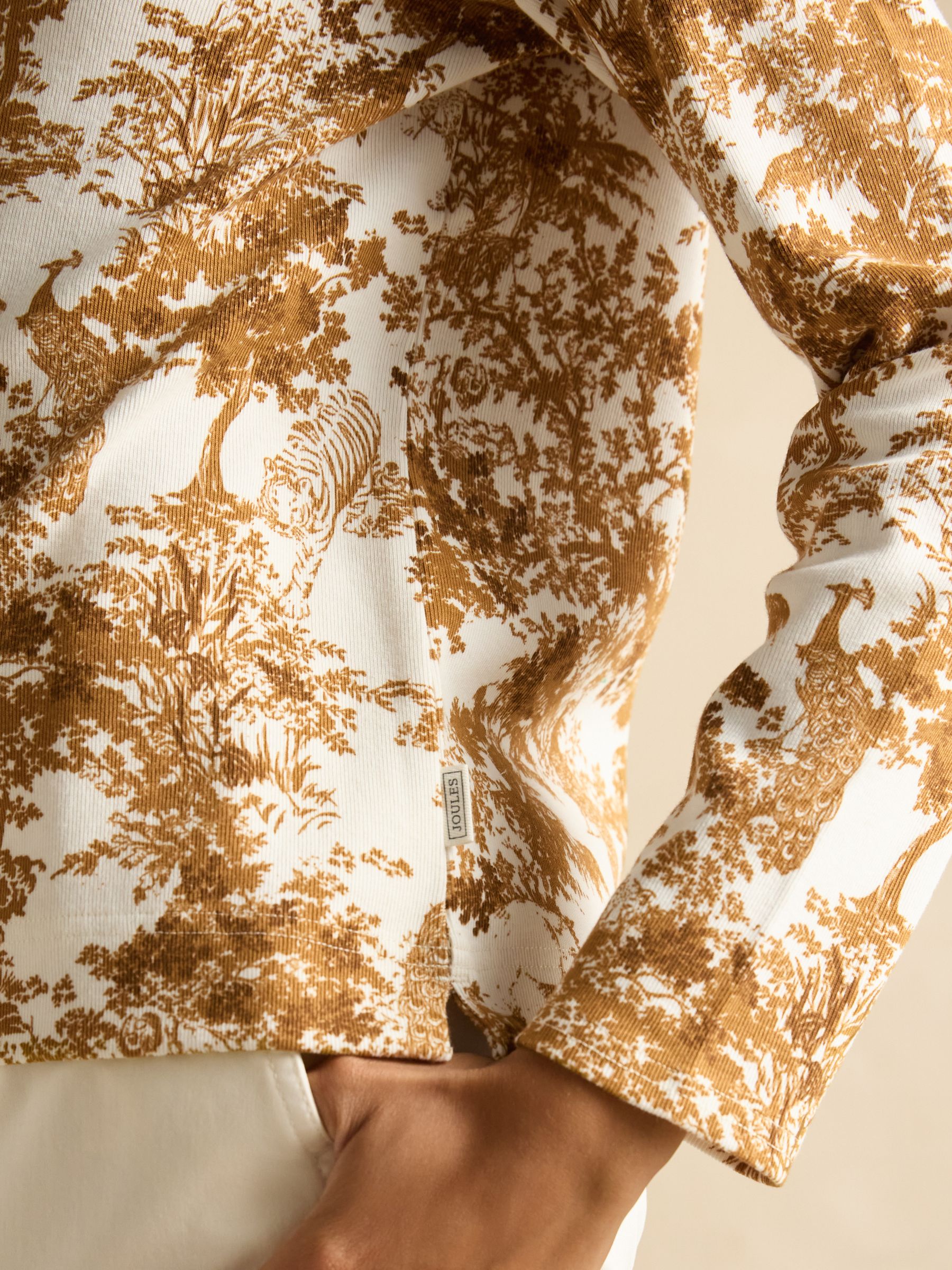 Harbour Tan & Cream Toile Boat Neck Printed Top - Image 5 of 7