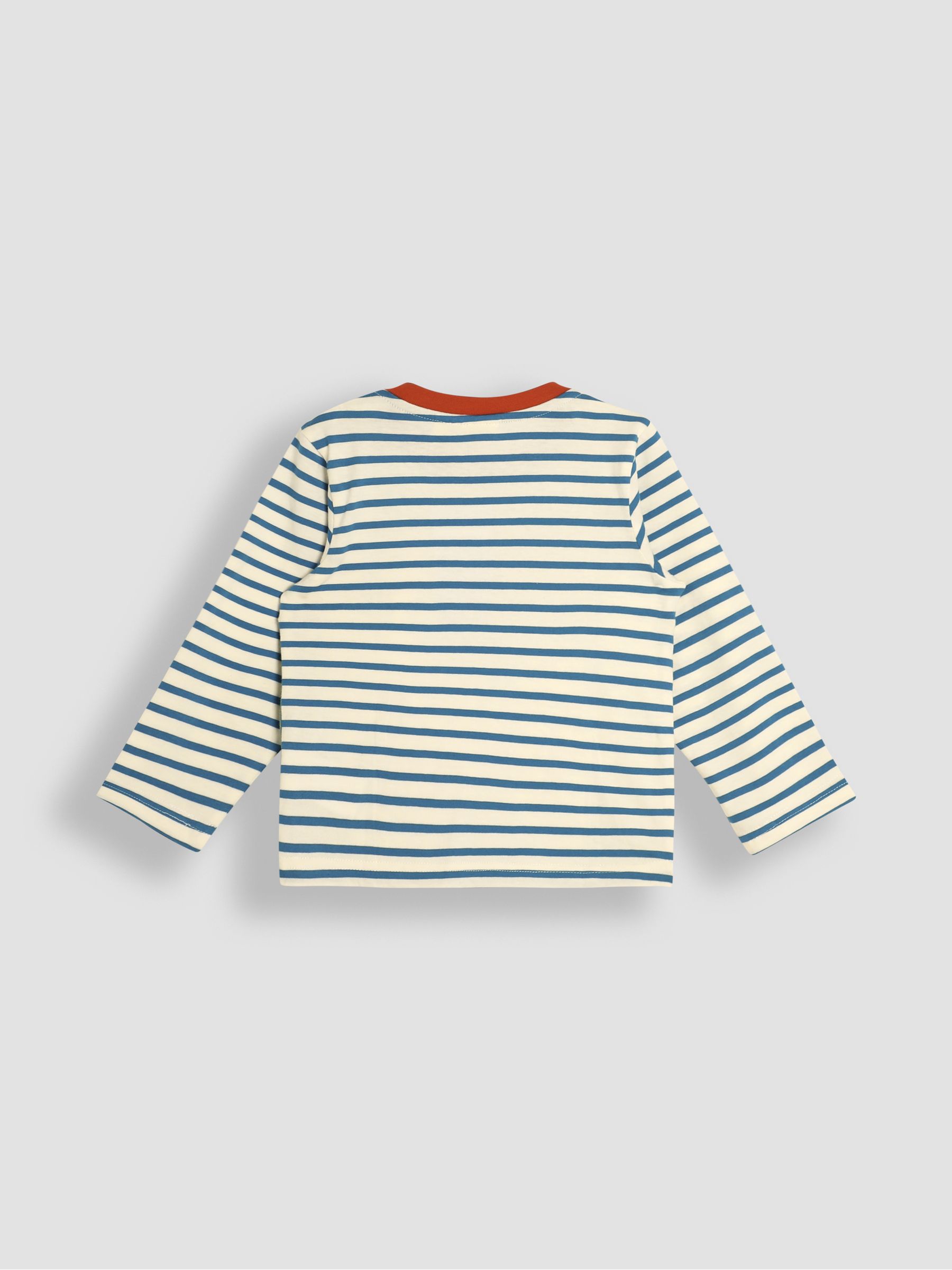 Ecru Tractor Farm Long Sleeve Button Shoulder Striped Appliqué Top - Image 2 of 3