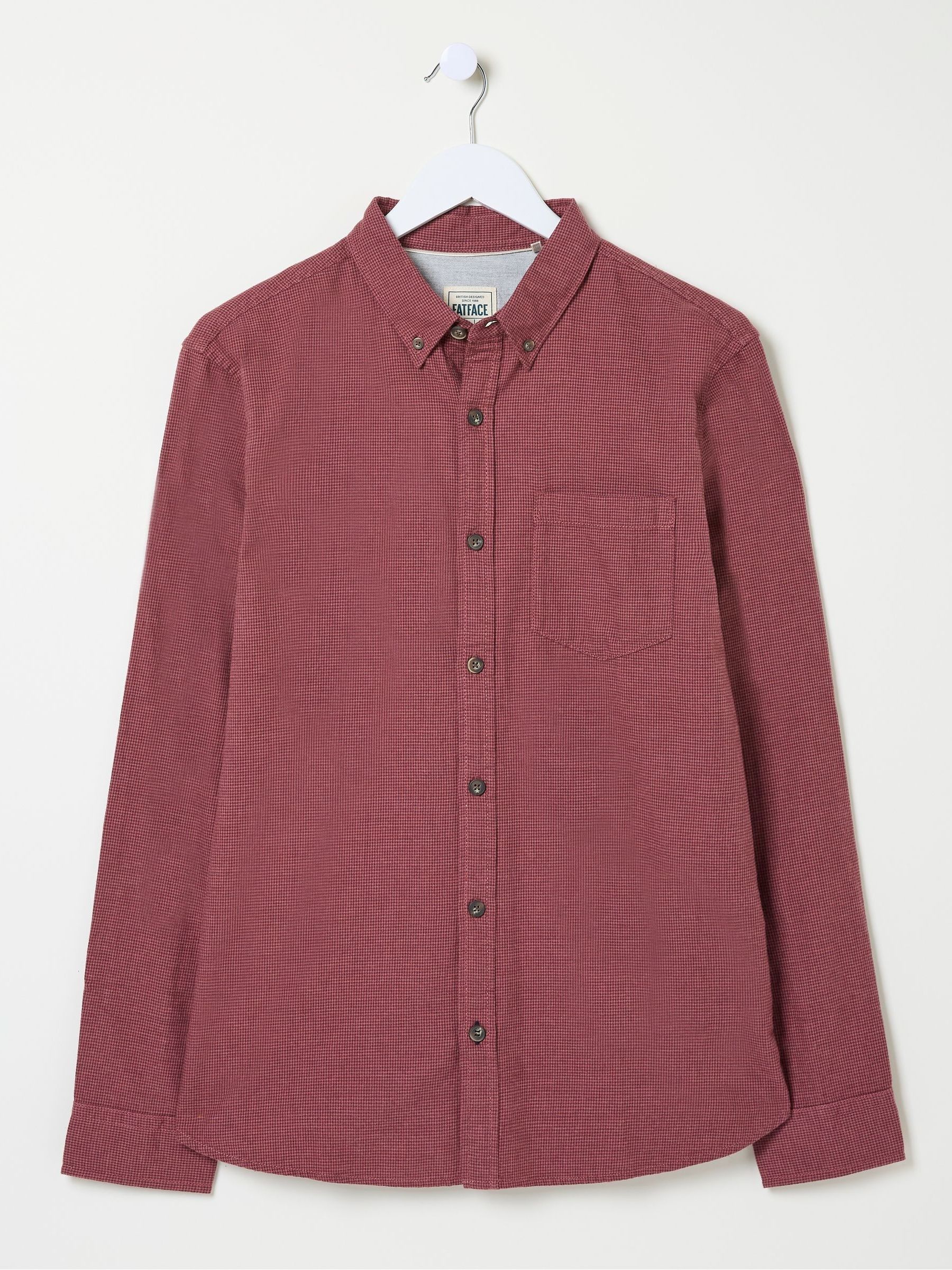 Burgundy Red Tadlow Puppytooth Shirt - Image 6 of 6 Burgundy Red Tadlow Puppytooth Shirt - Image 6 of 6