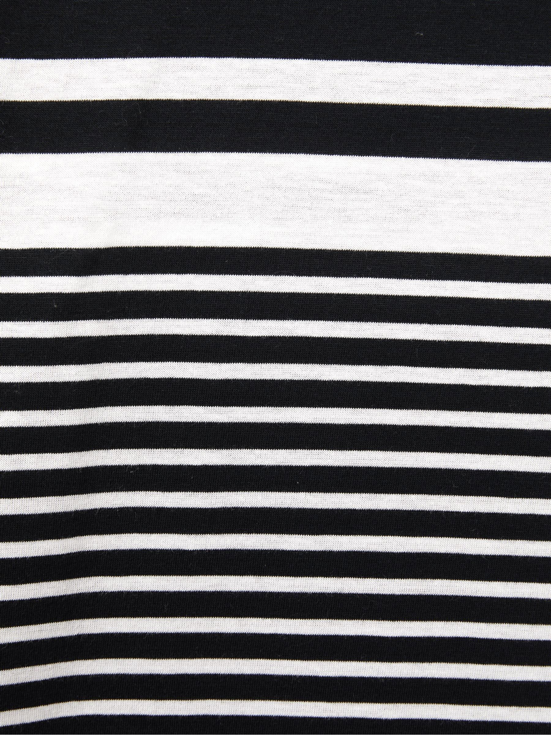 Mercerised Cotton Striped Crew Neck T-Shirt in White/Navy - Image 6 of 6