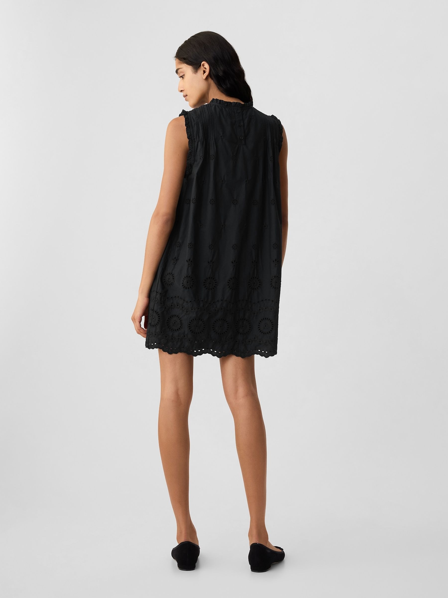 Black DÔEN Eyelet Mini Dress - Image 2 of 5