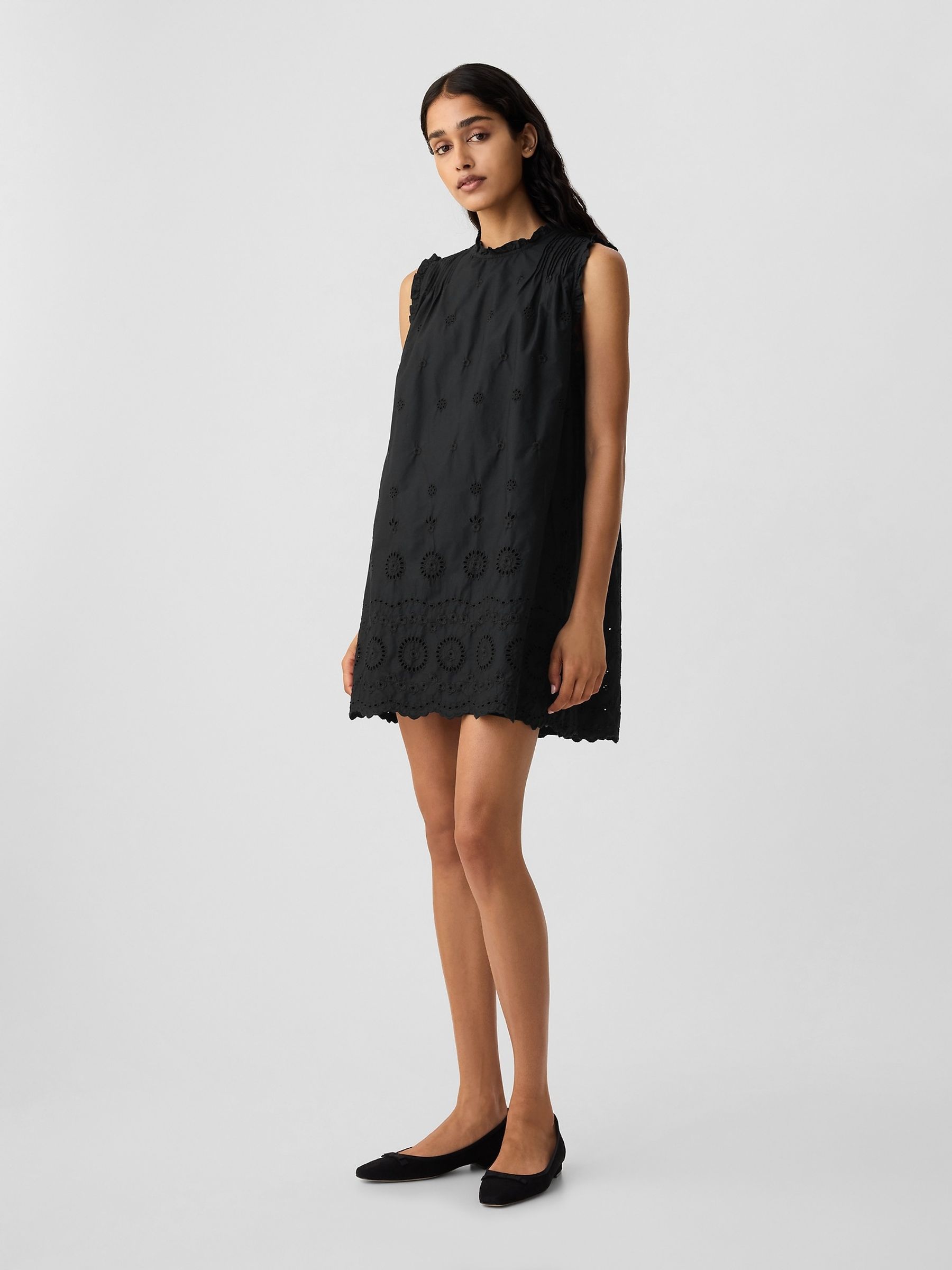 Black DÔEN Eyelet Mini Dress - Image 3 of 5