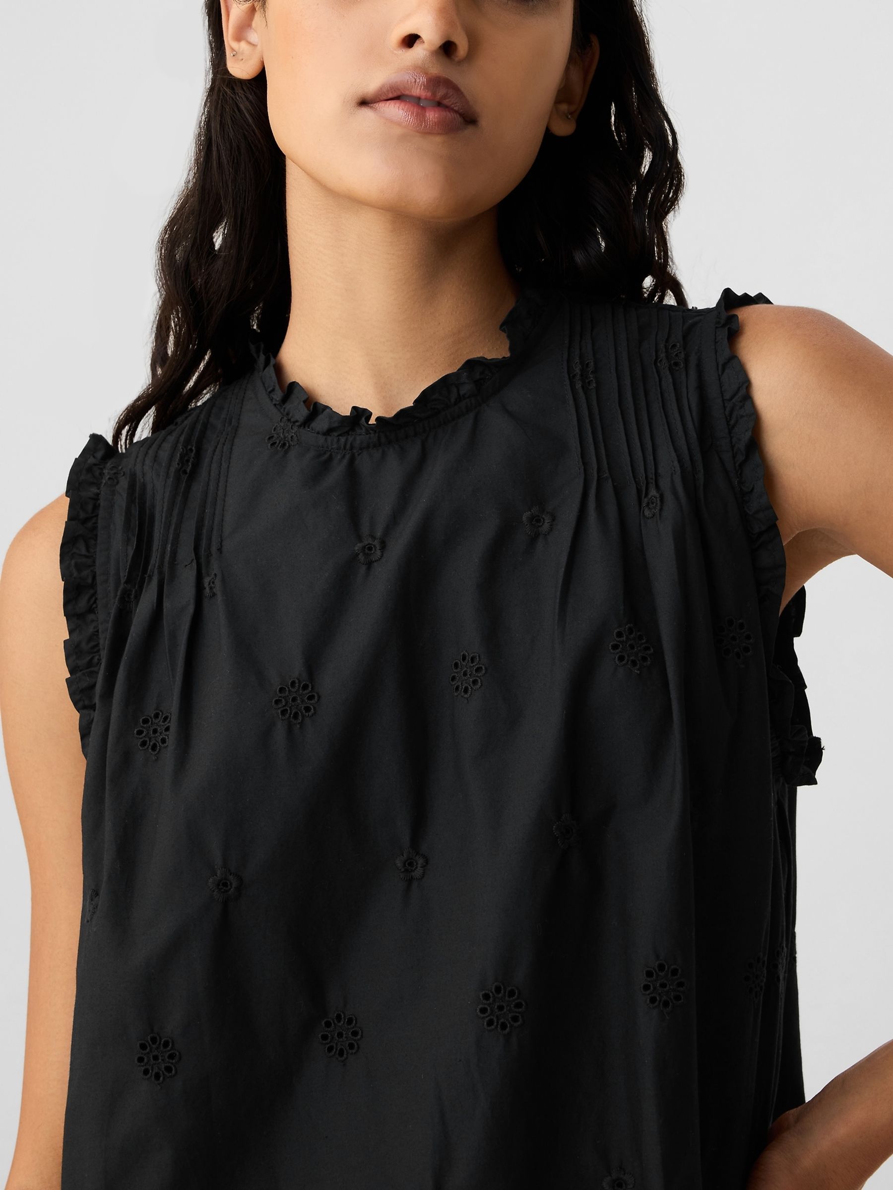Black DÔEN Eyelet Mini Dress - Image 4 of 5