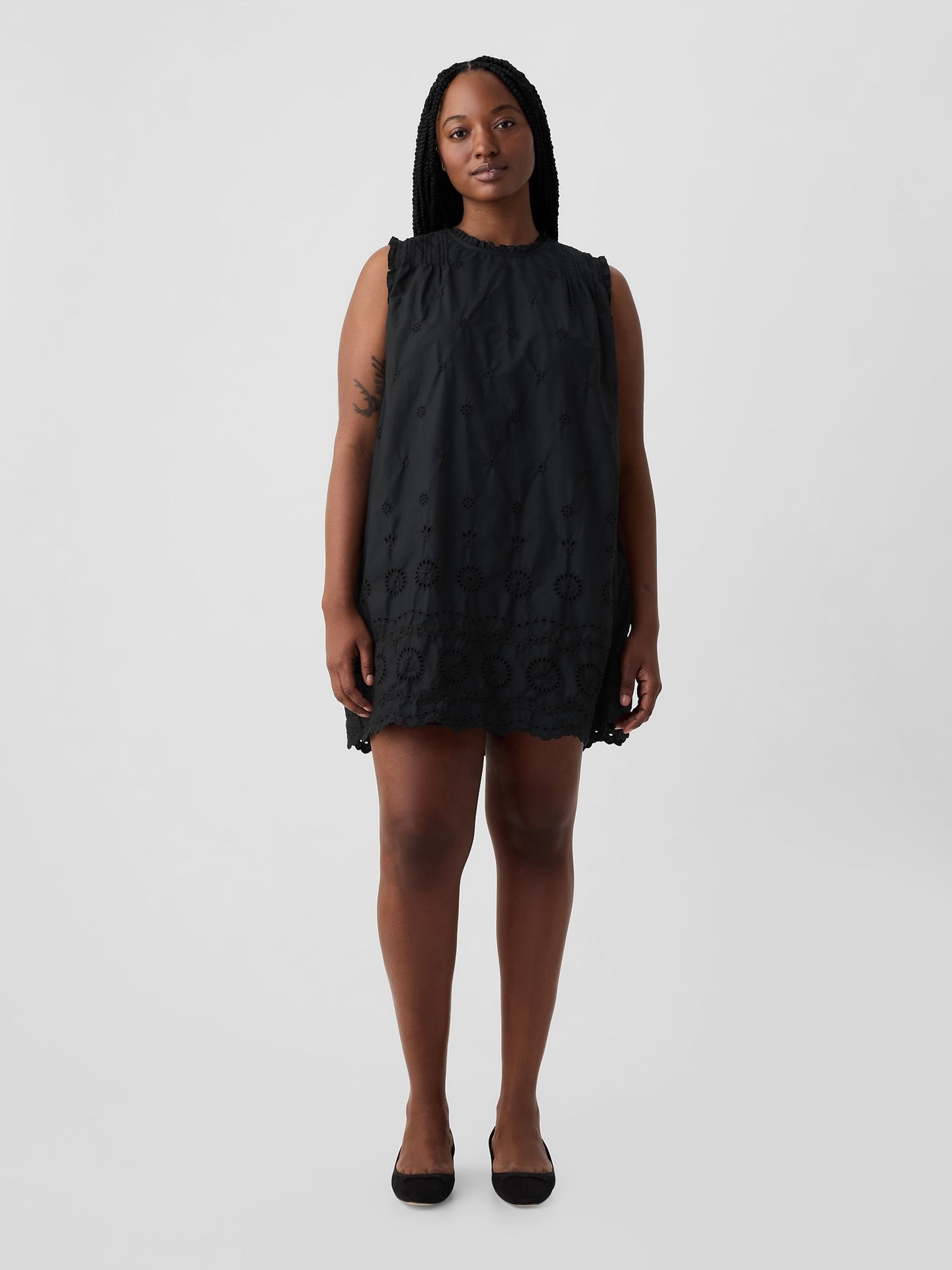 Black DÔEN Eyelet Mini Dress - Image 5 of 5