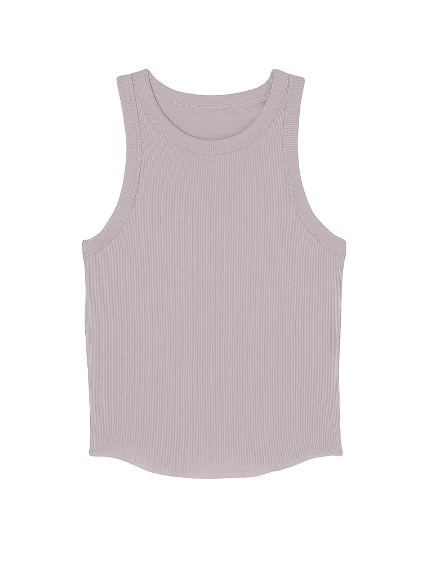 Dusty Purple High Neck Shrunken Rib Tank Top - Image 3 of 3