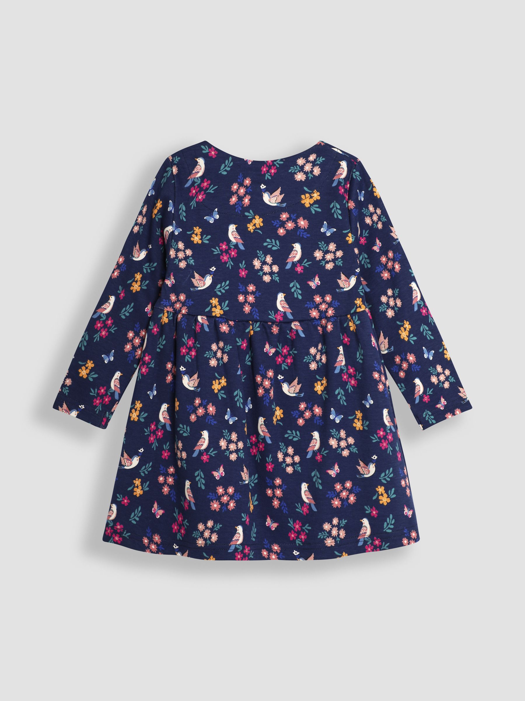 Navy Blue Bird & Butterfly Button Front Dress - Image 2 of 4