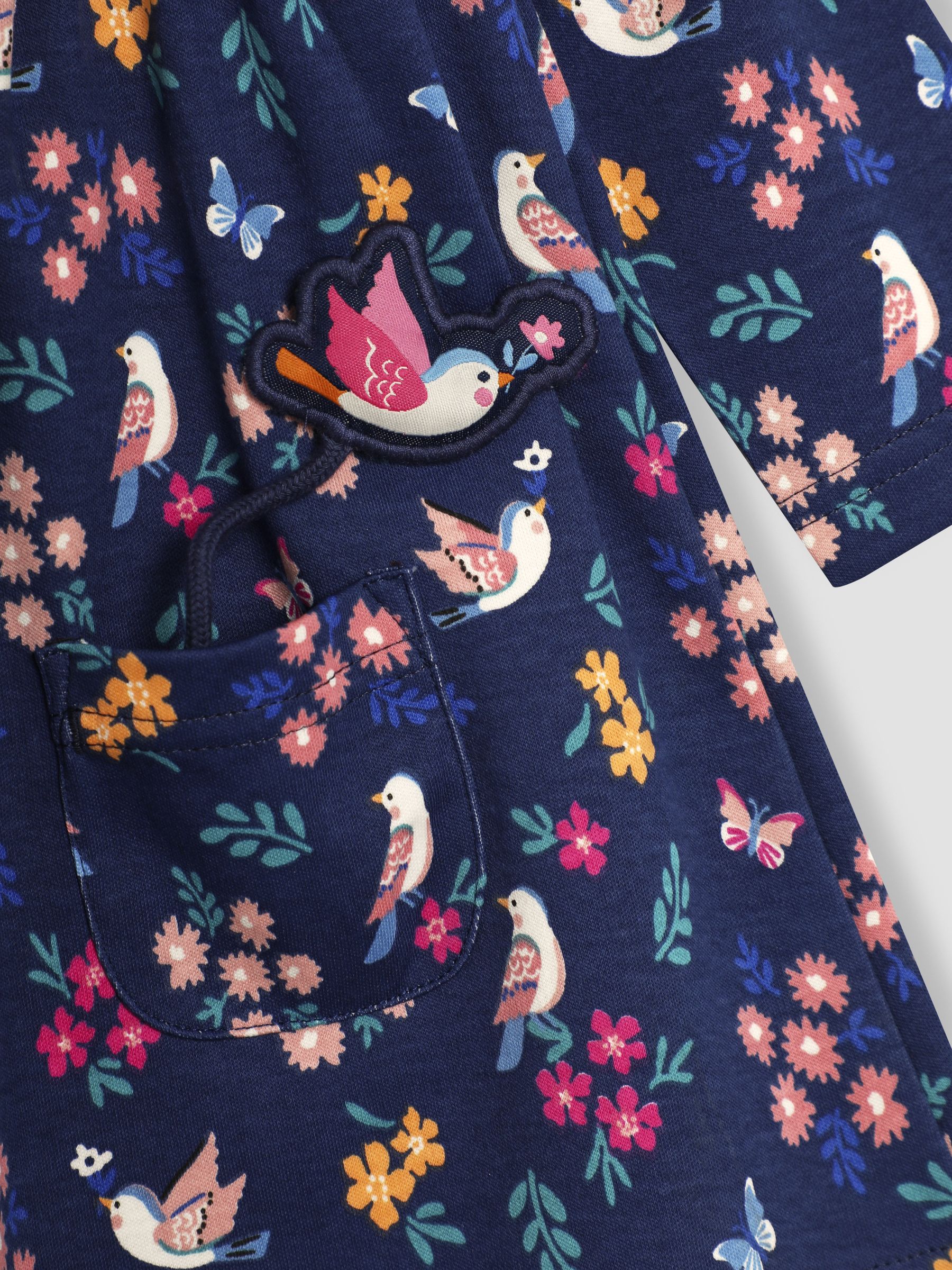 Navy Blue Bird & Butterfly Button Front Dress - Image 4 of 4