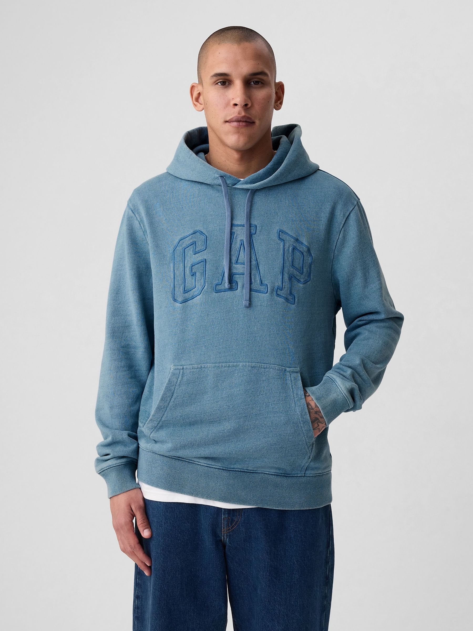 Blue Cotton Arch Logo Hoodie - Image 1 of 5