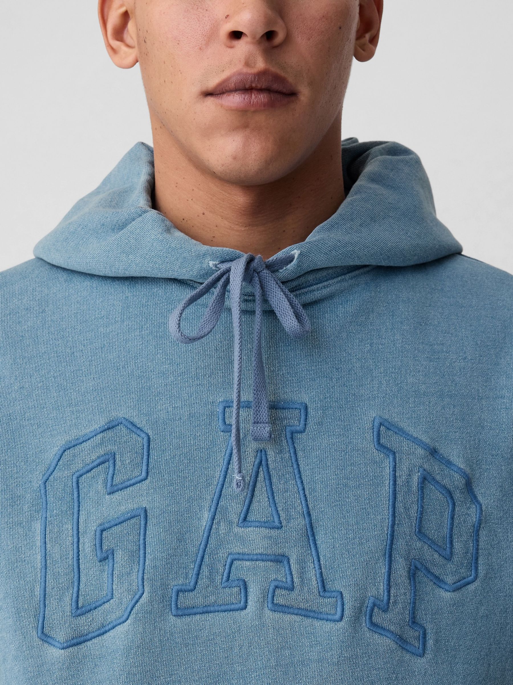 Blue Cotton Arch Logo Hoodie - Image 4 of 5