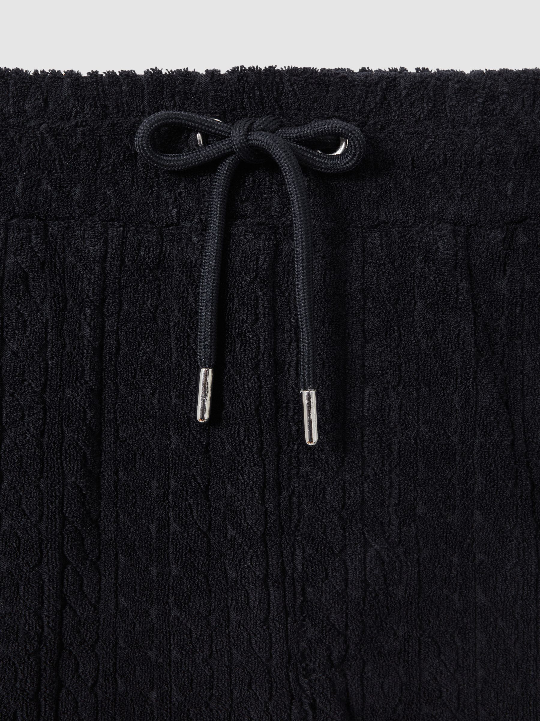 Towelling Drawstring Shorts in Navy - Image 6 of 6