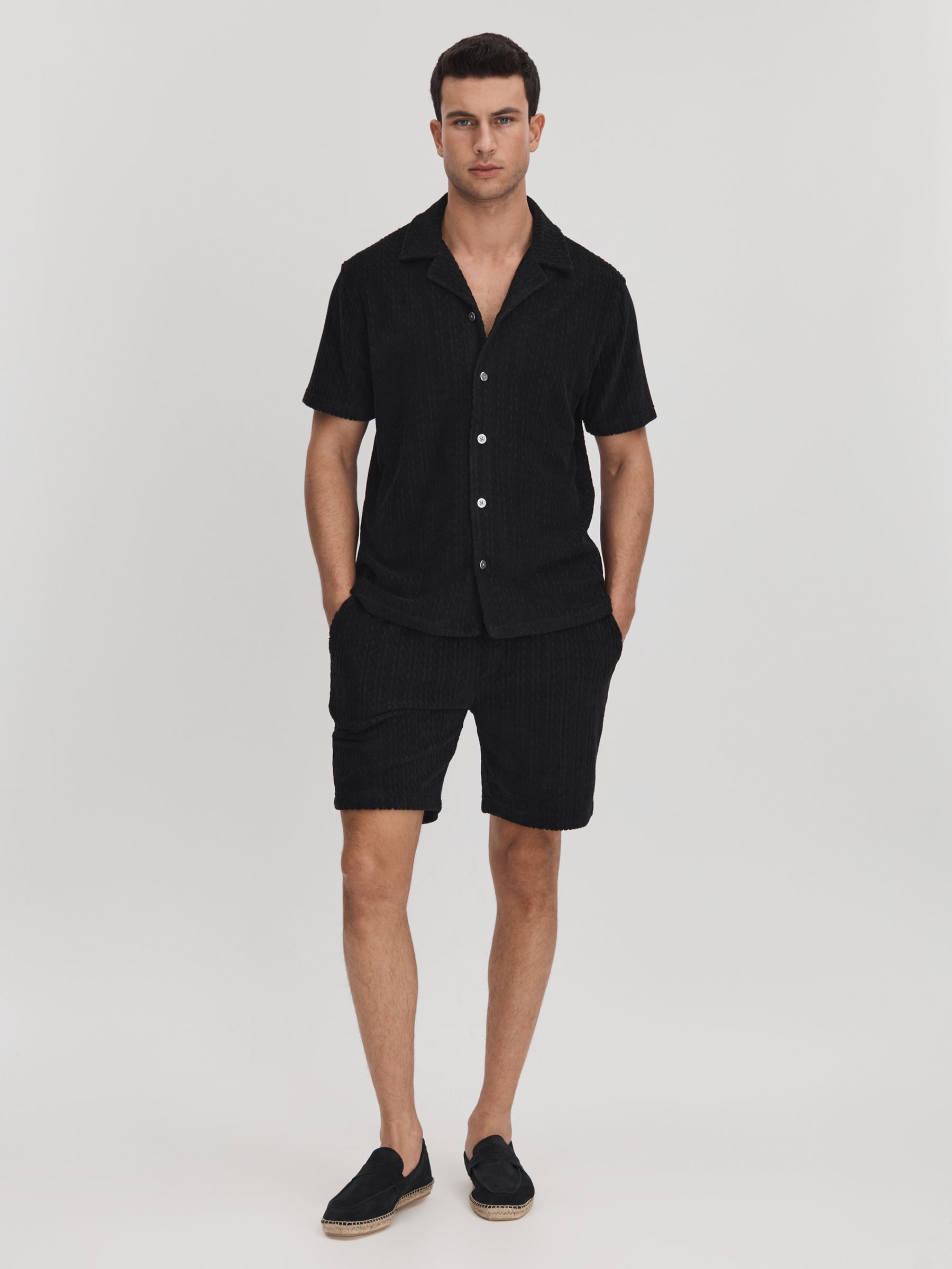 Towelling Drawstring Shorts in Navy - Image 8 of 8
