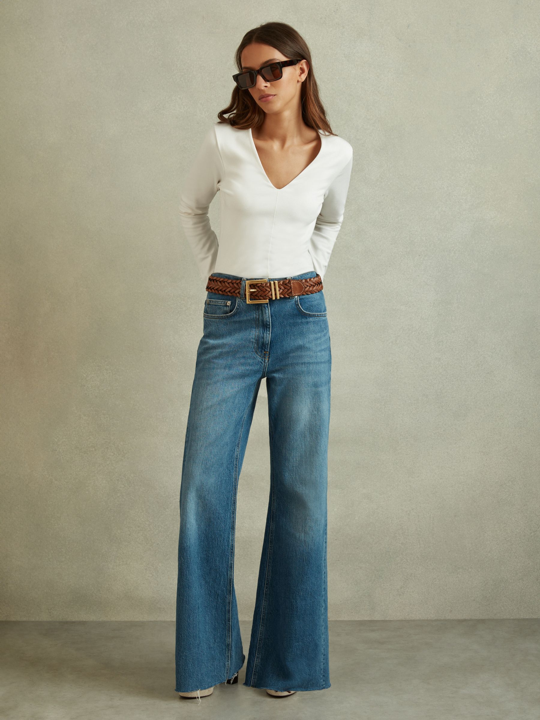 Modal Blend V-Neck Top in Ivory - Image 1 of 4