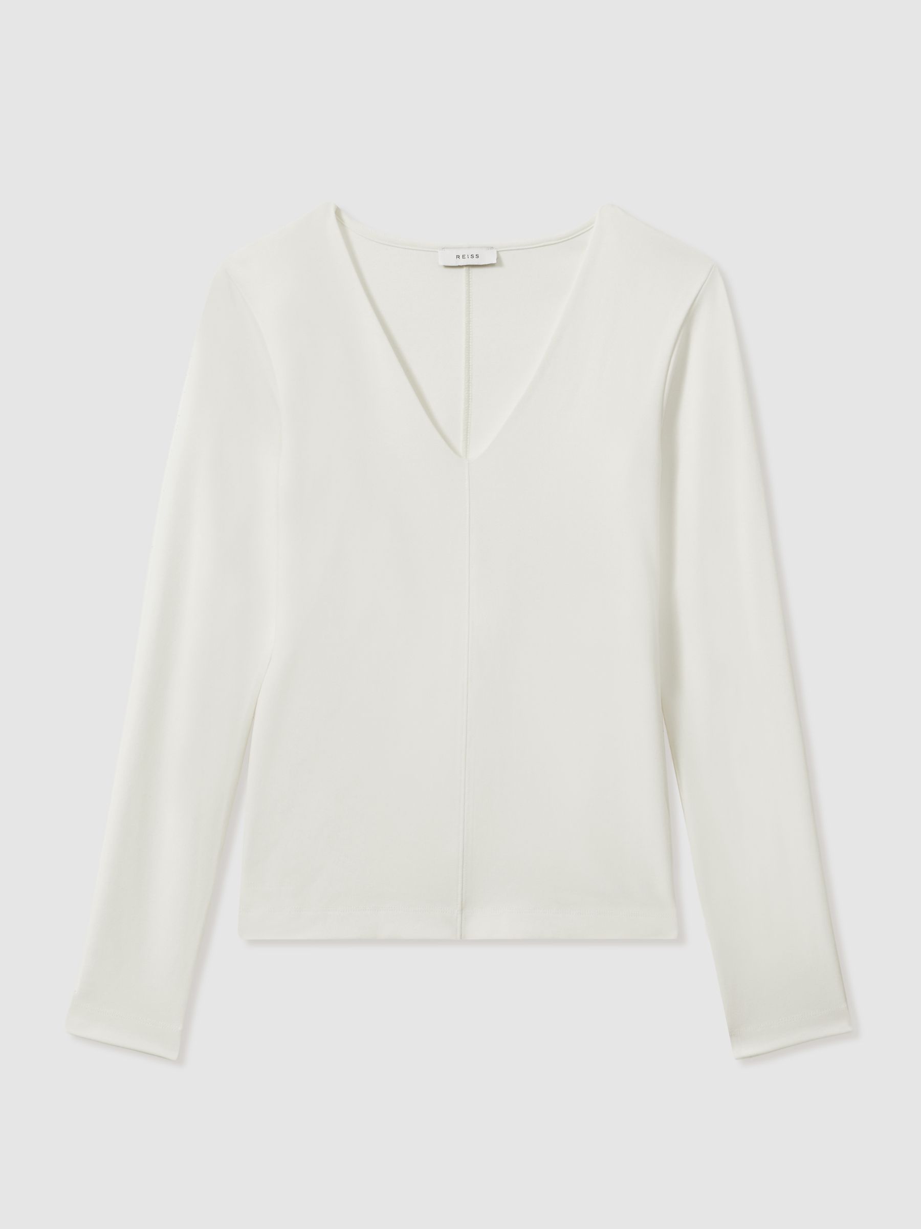 Modal Blend V-Neck Top in Ivory - Image 2 of 4