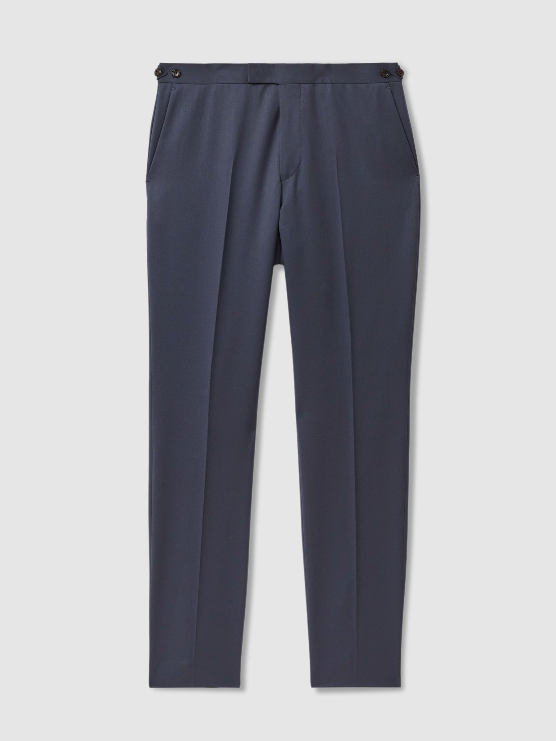 Bartley Airforce Blue Textured Wool Slim Fit Trousers - Image 2 of 6