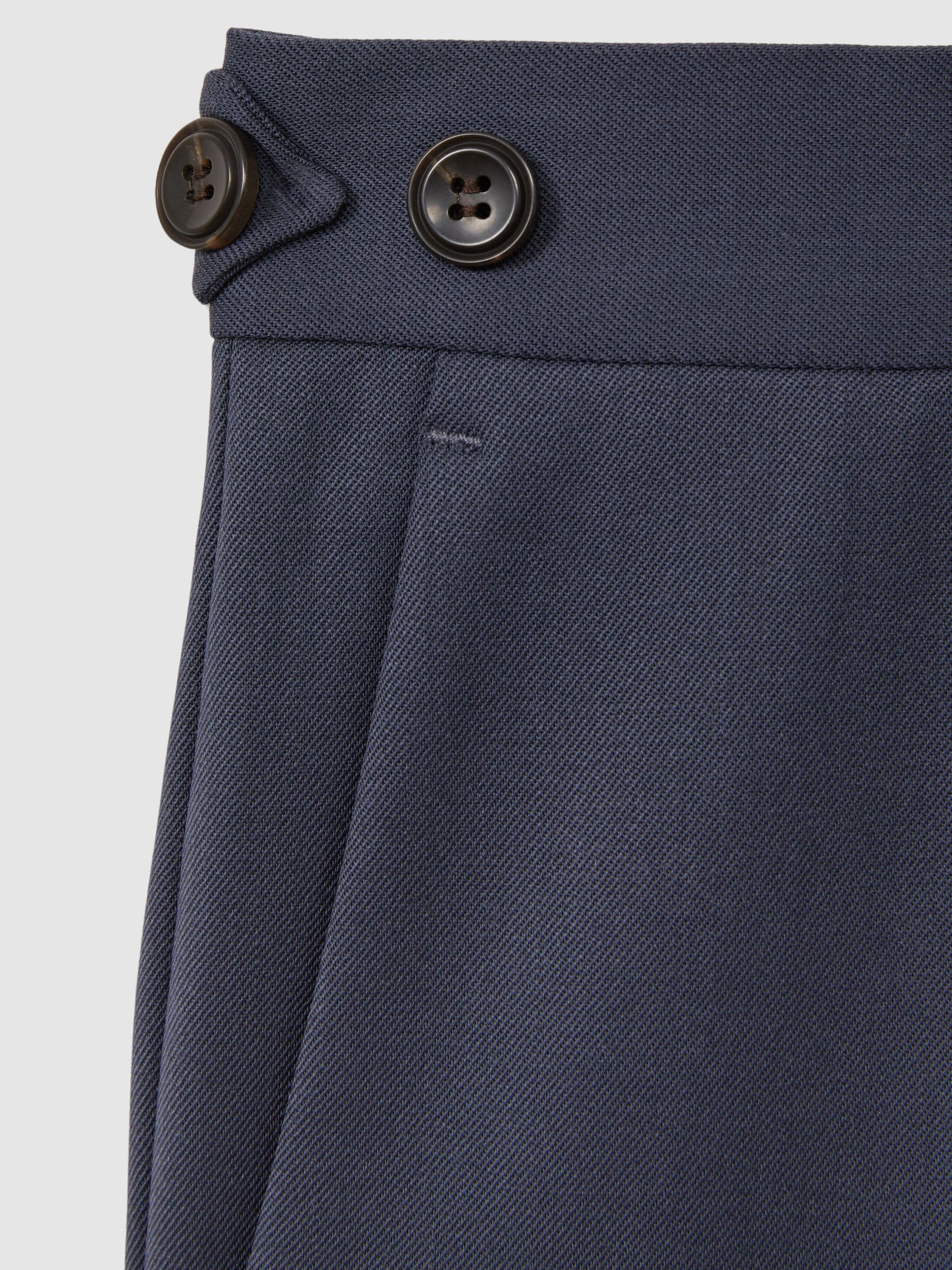 Bartley Airforce Blue Textured Wool Slim Fit Trousers - Image 6 of 6