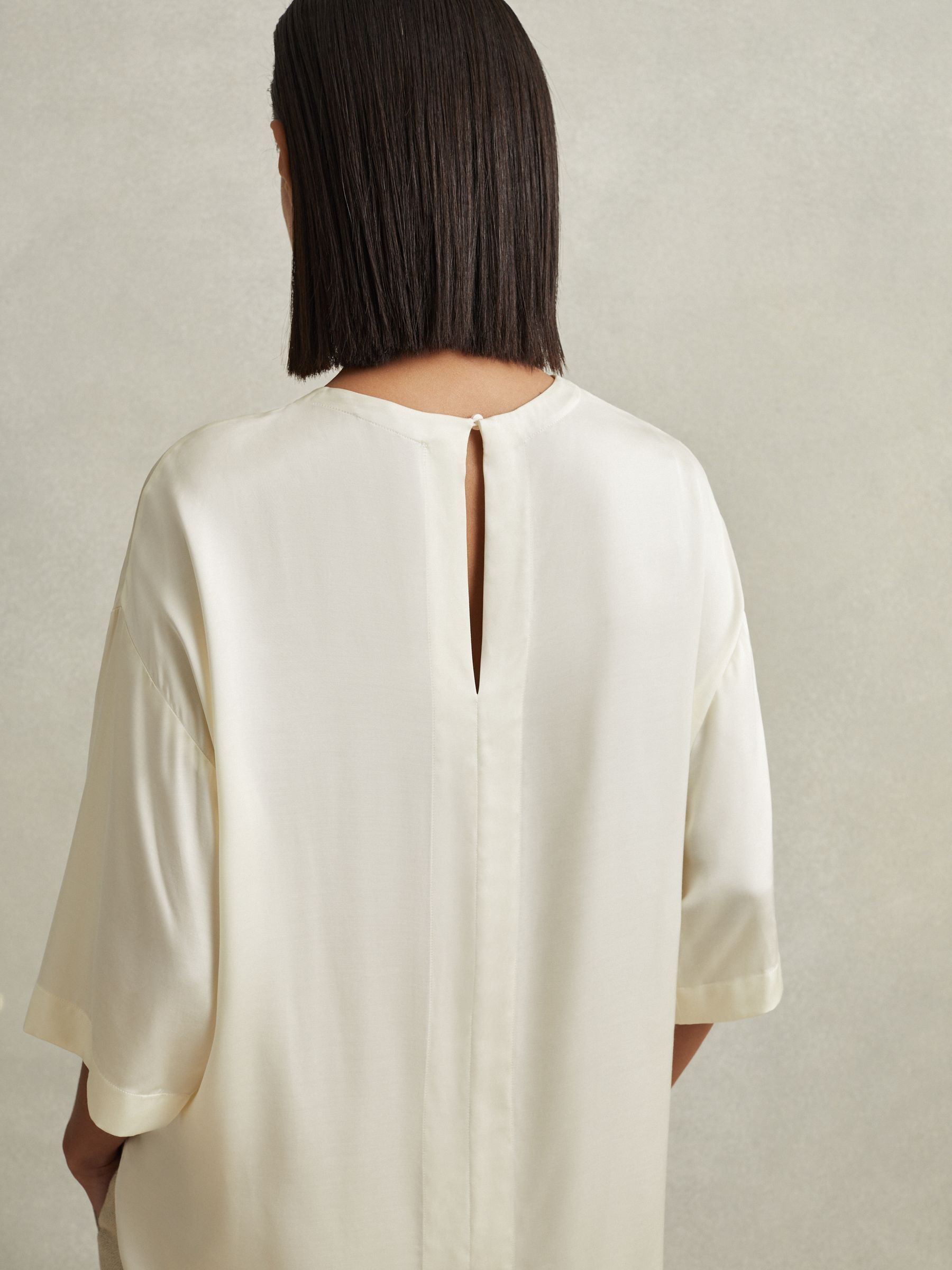 Relaxed Satin Blouse in Ivory - Image 6 of 7