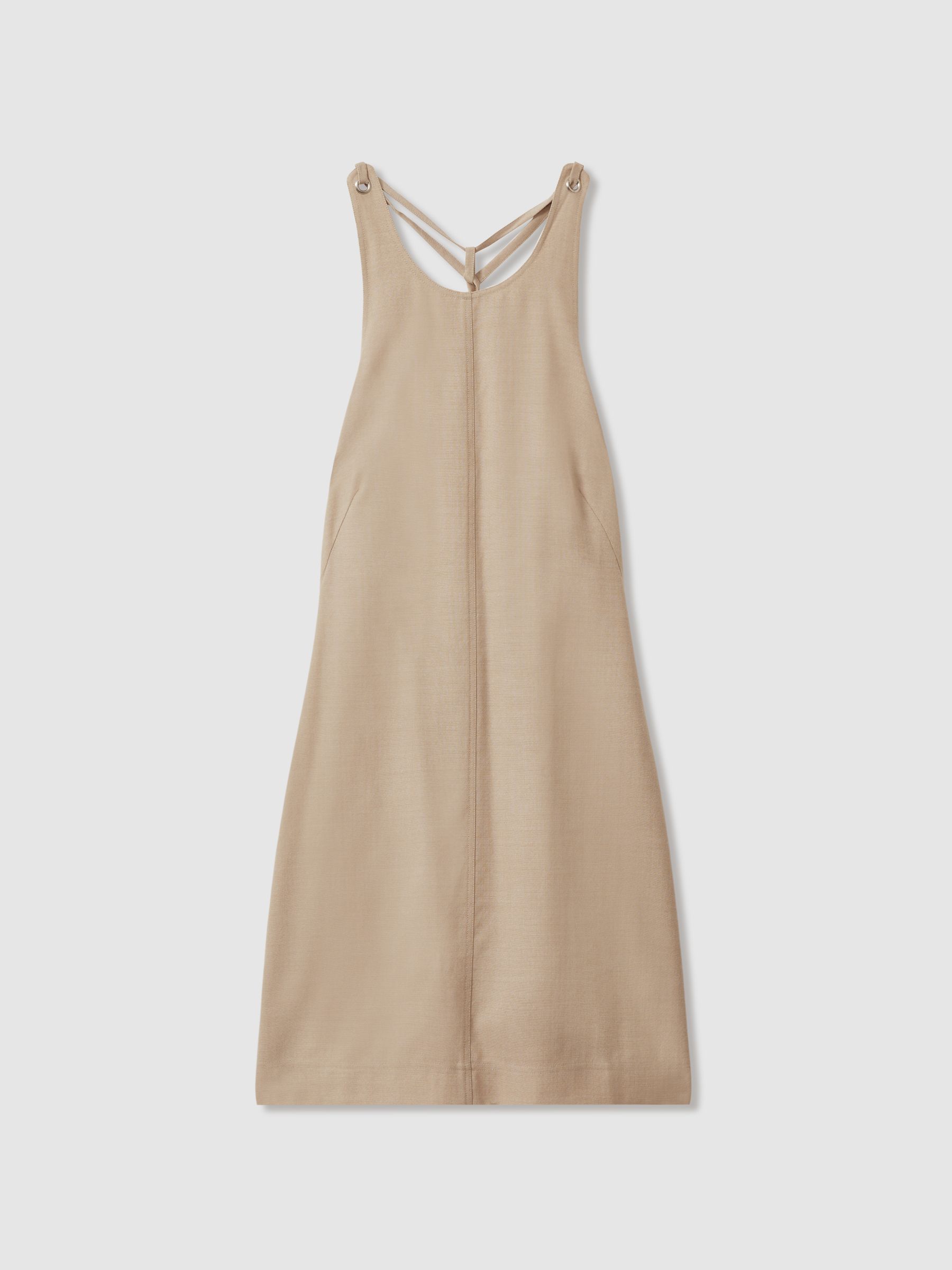 Wool Strappy Tie Back Mini Dress in Neutral - image 1