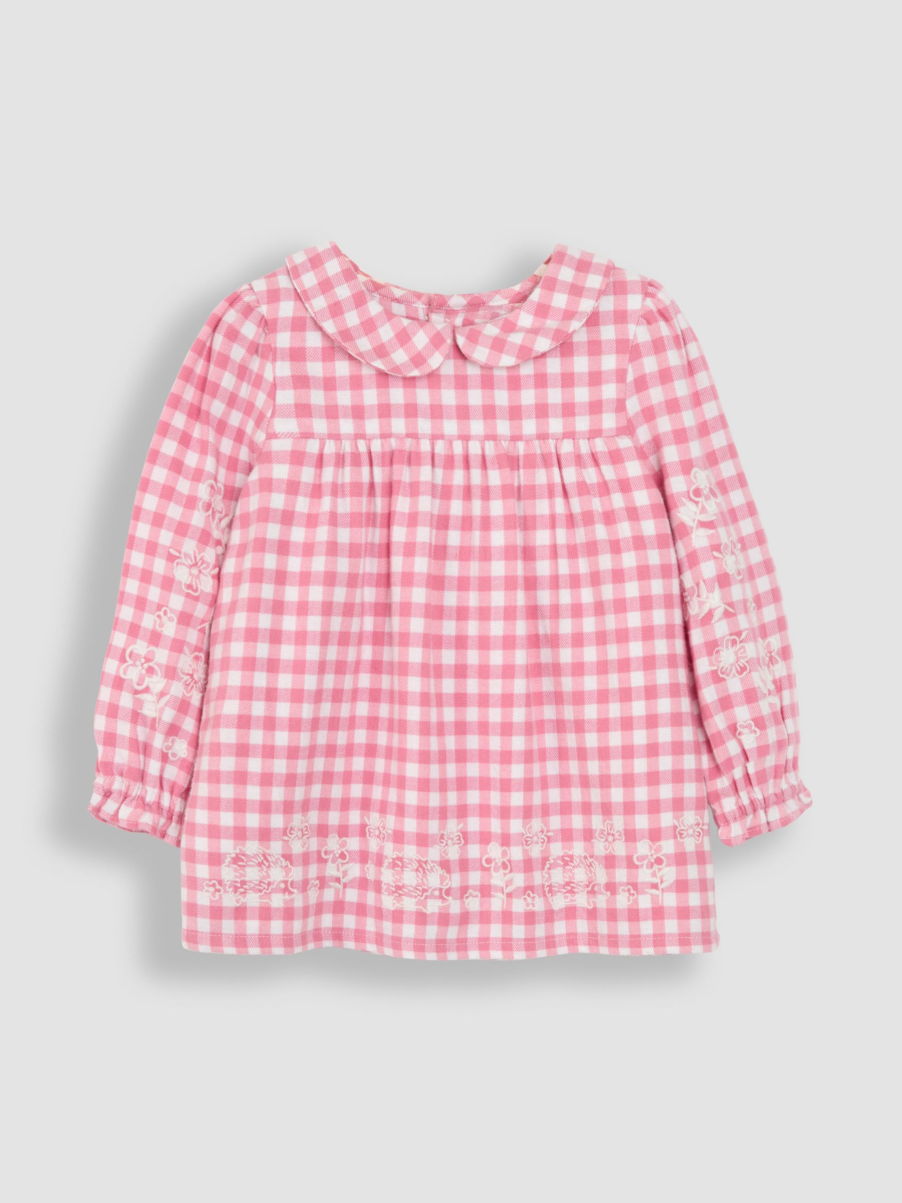 Pink Hedgehog Embroidered Gingham Blouse and Leggings Set - Image 2 of 7
