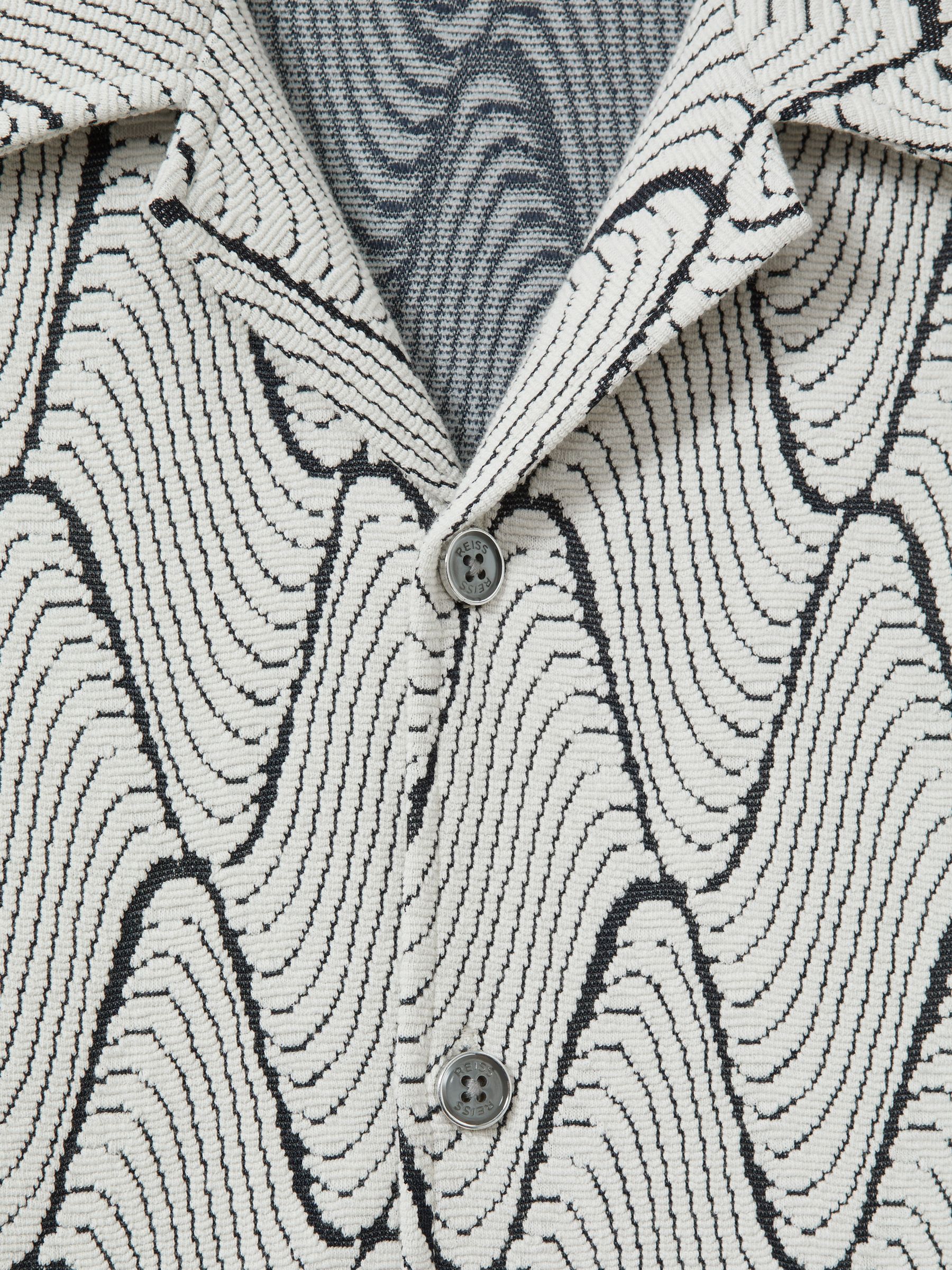 Jacquard Cuban Collar Shirt in Ecru/Navy - Image 4 of 4
