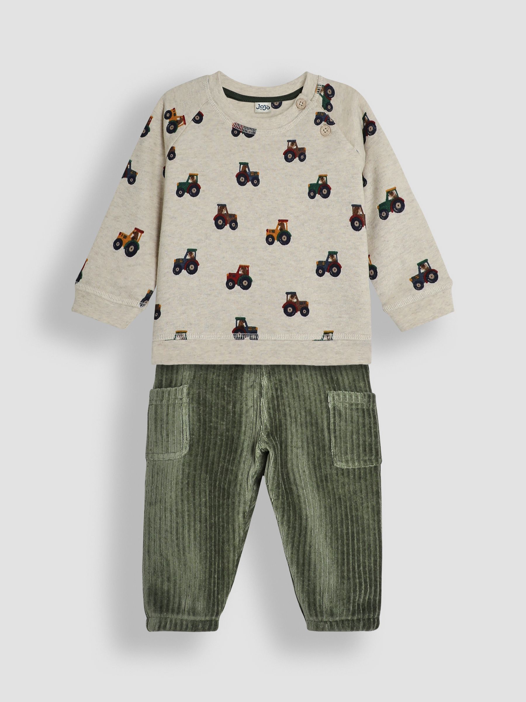 Natural Tractor Tiger Print Sweatshirt & Velour Cargo Jogger Set - Image 1 of 5