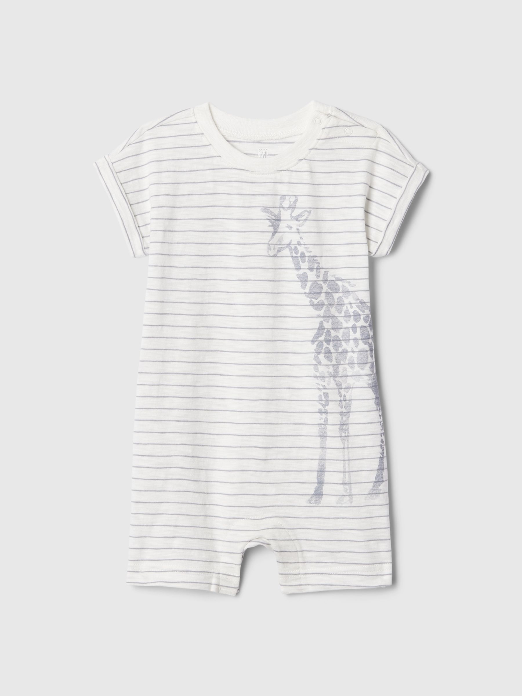 White Graphic Stripe Rompersuit (Newborn-24mths) - Image 1 of 2