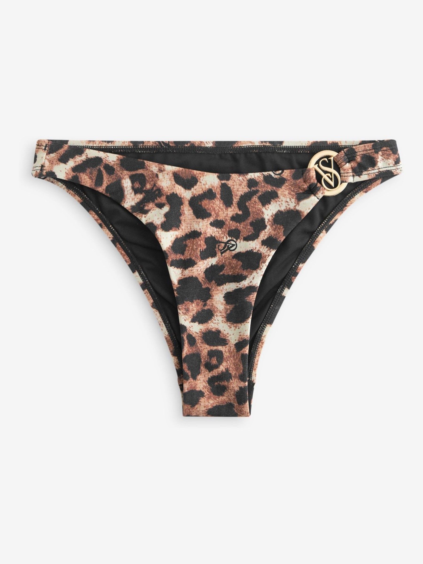 Leopard Brown Logo Hardware Brief Bikini Bottom - Image 4 of 4