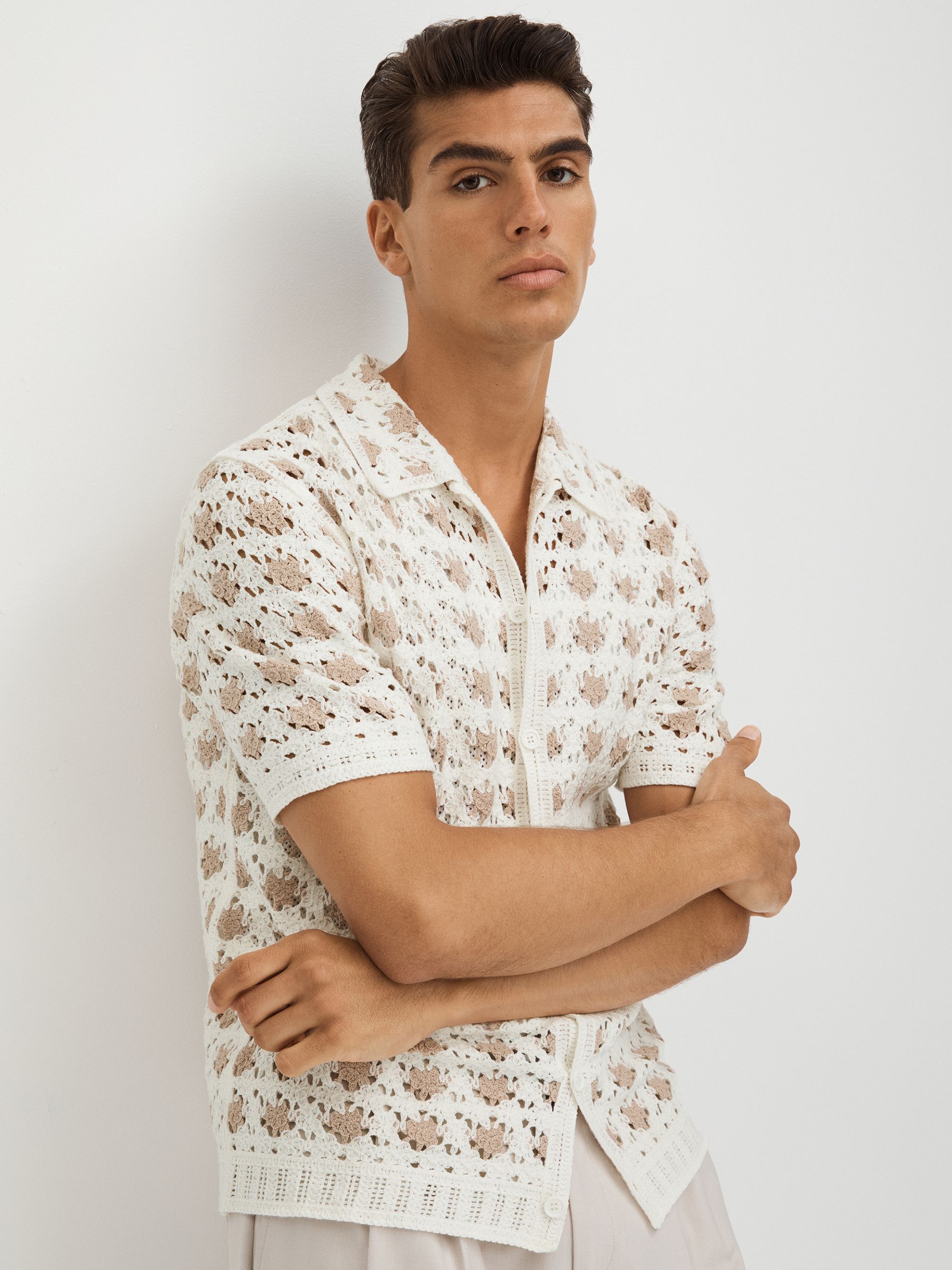 Wax London Crochet Shirt in Ecru - Image 3 of 5