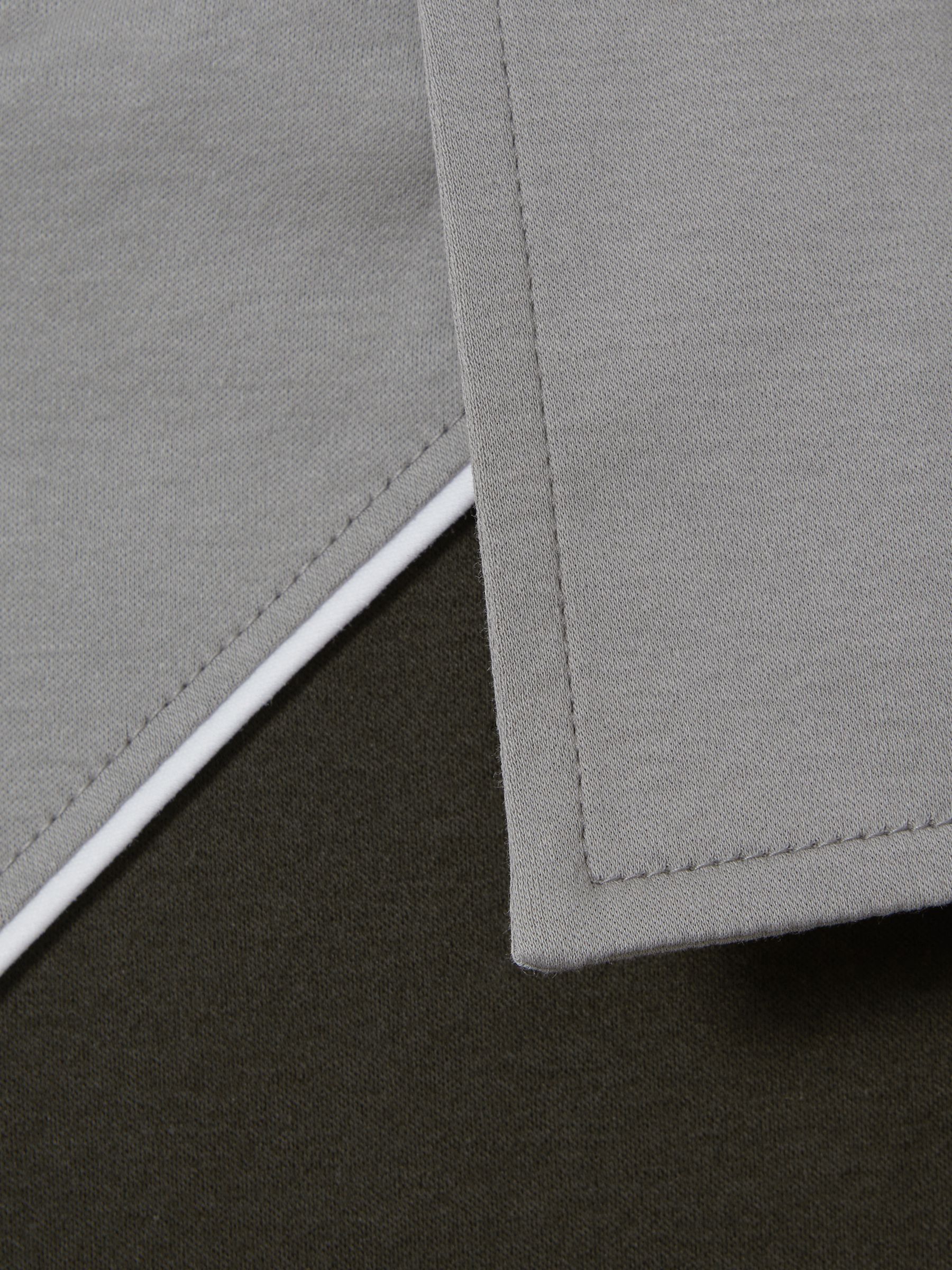 Mercerised Cotton Colourblock Cuban Collar Shirt in Sage Green - Image 5 of 5