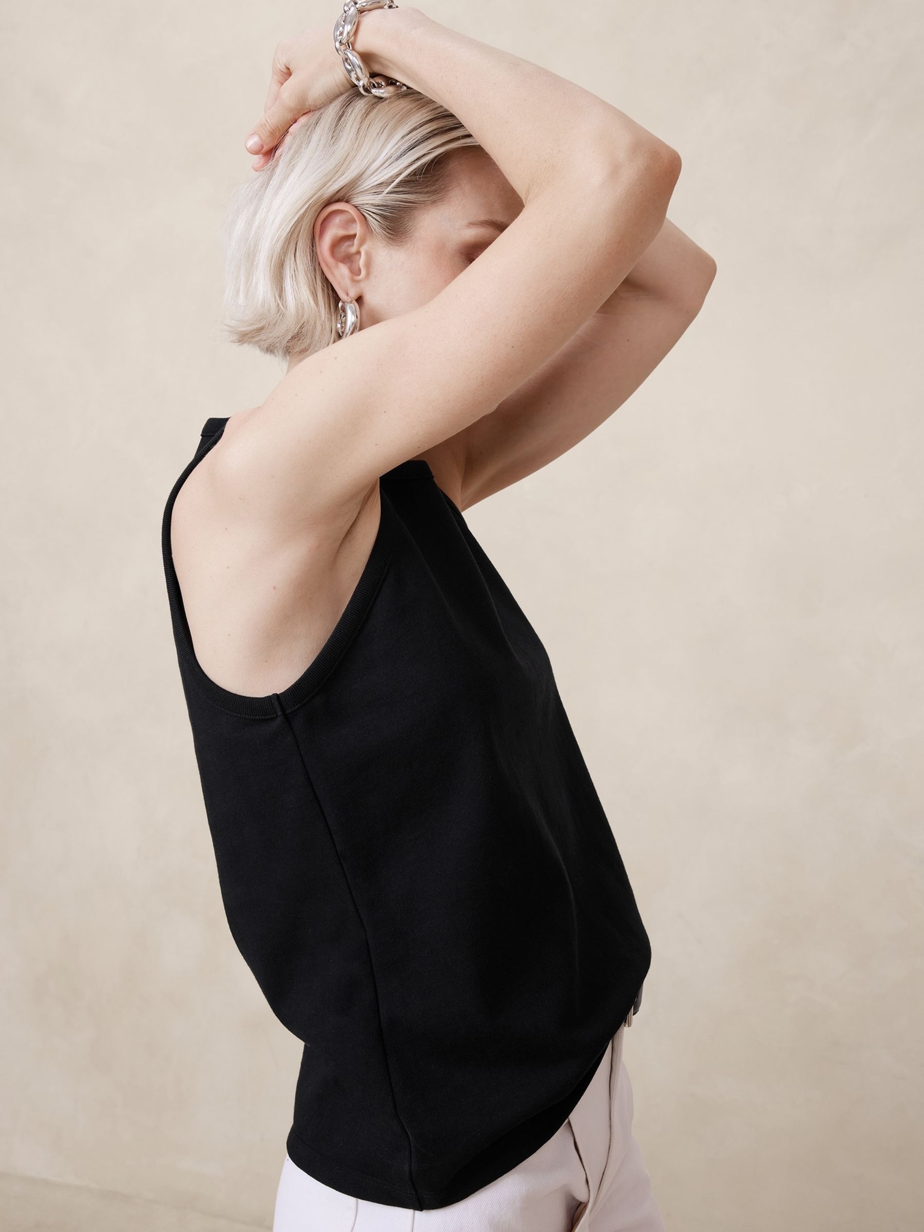 Banana Republic Black Heavy Cotton Tank Top - Image 1 of 1