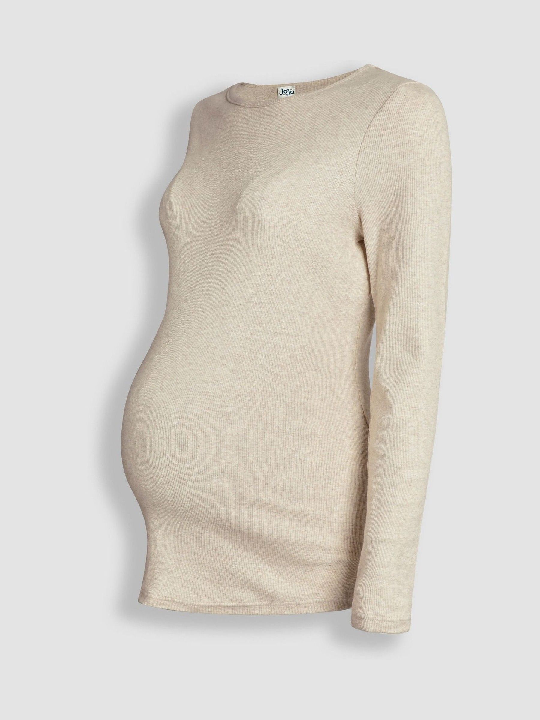 Oatmeal Cream & Black 2-Pack Ribbed Jersey Maternity Tops - Image 10 of 11