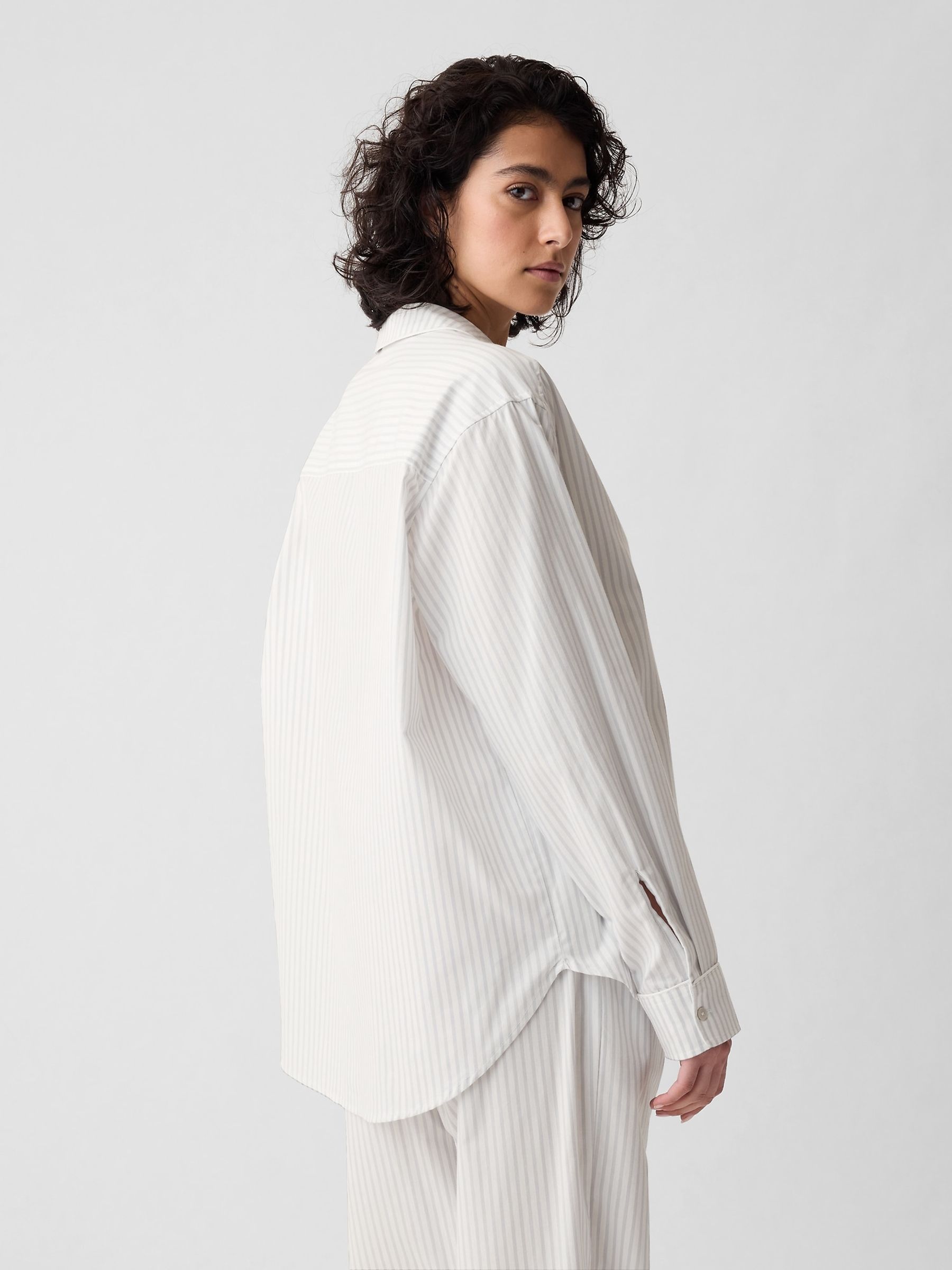 Grey Stripe Poplin Pyjama Shirt - Image 2 of 6